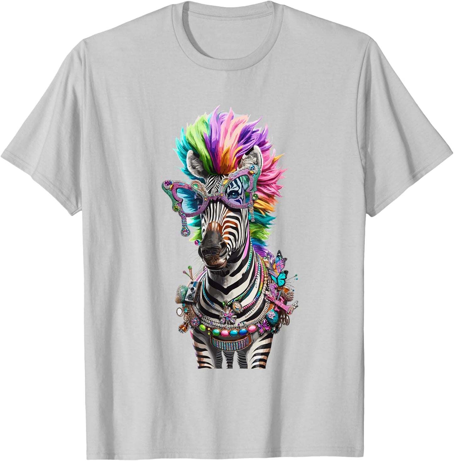 Cheesy Kitsch Aesthetic Zebra Lover Stuff Retro Zebra T-Shirt - T-Shirt | Ash