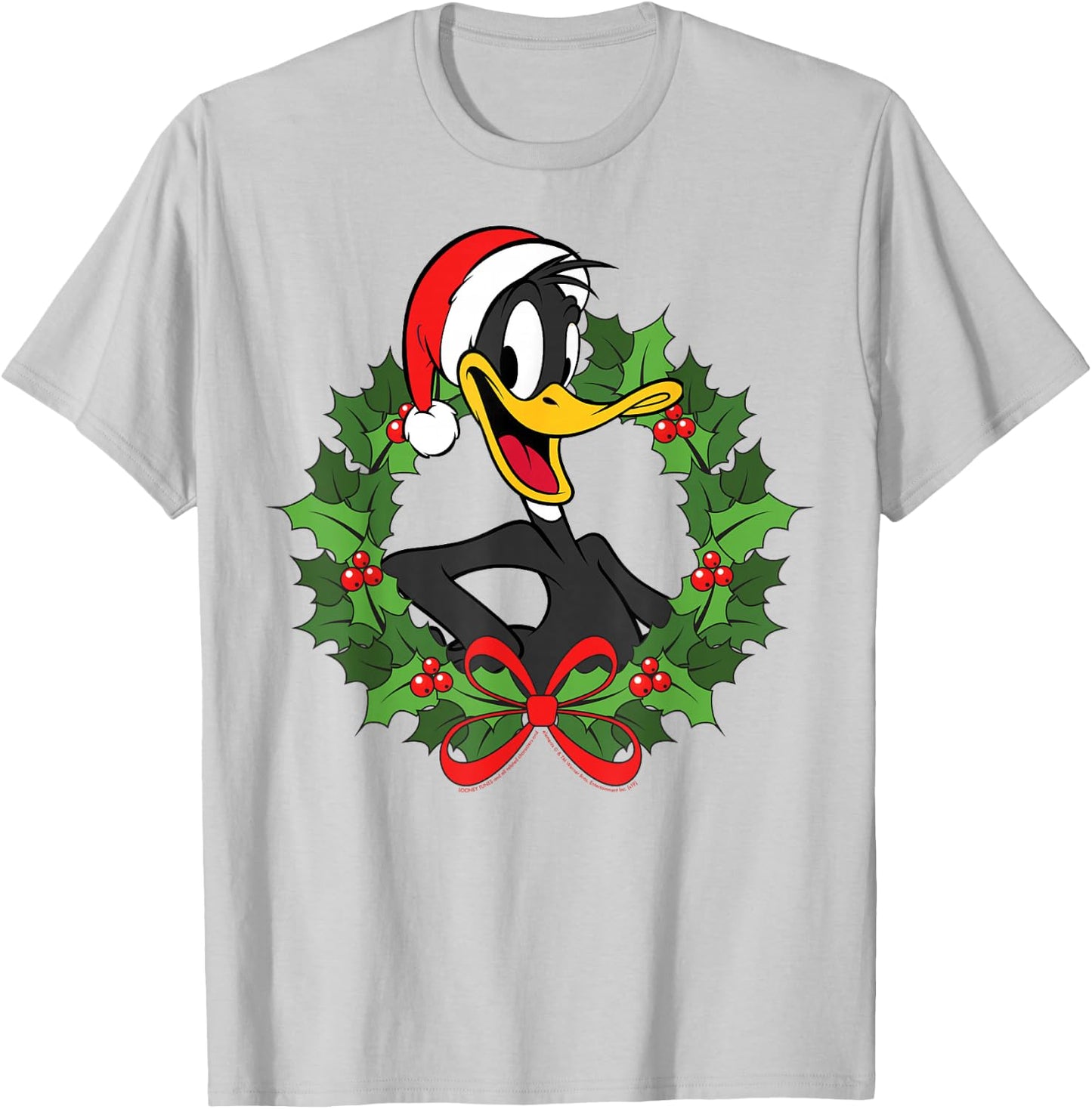 Looney Tunes Christmas Daffy Duck Wreath T-Shirt - T-Shirt | Ash