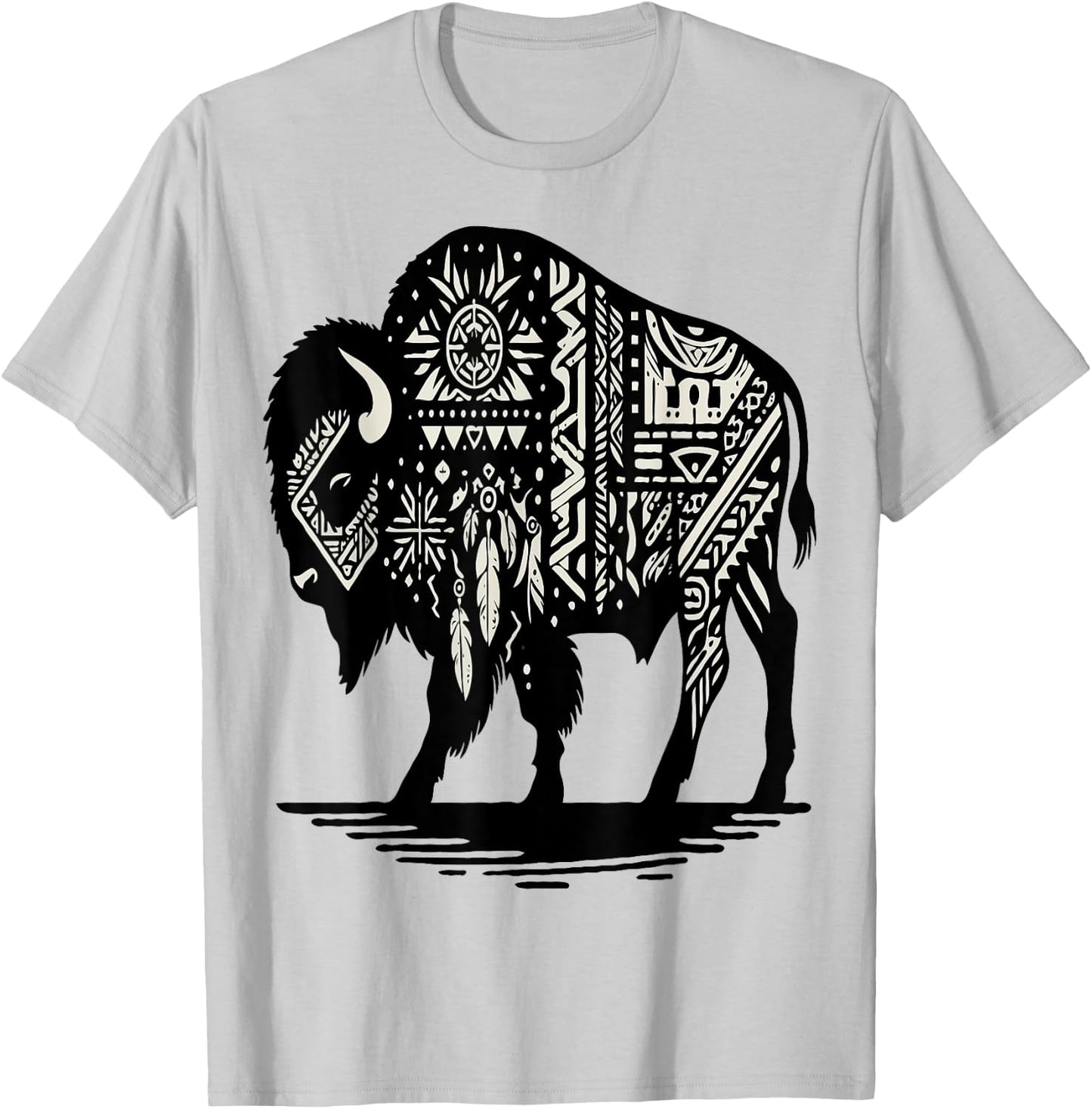 Bison Native American T-Shirt - T-Shirt | Ash
