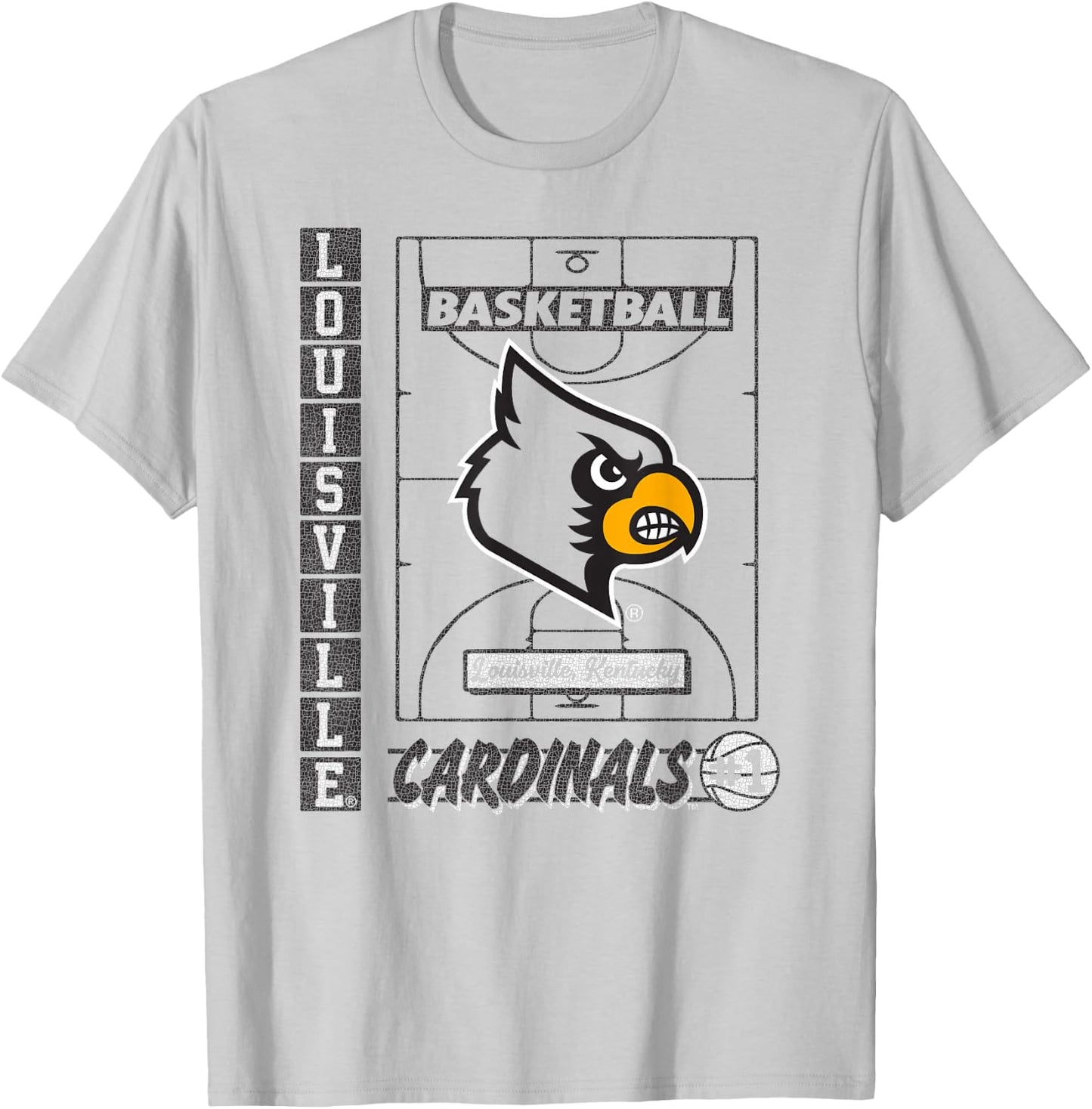 Louisville Cardinals Basketball Vintage Court Red T-Shirt - T-Shirt | Ash