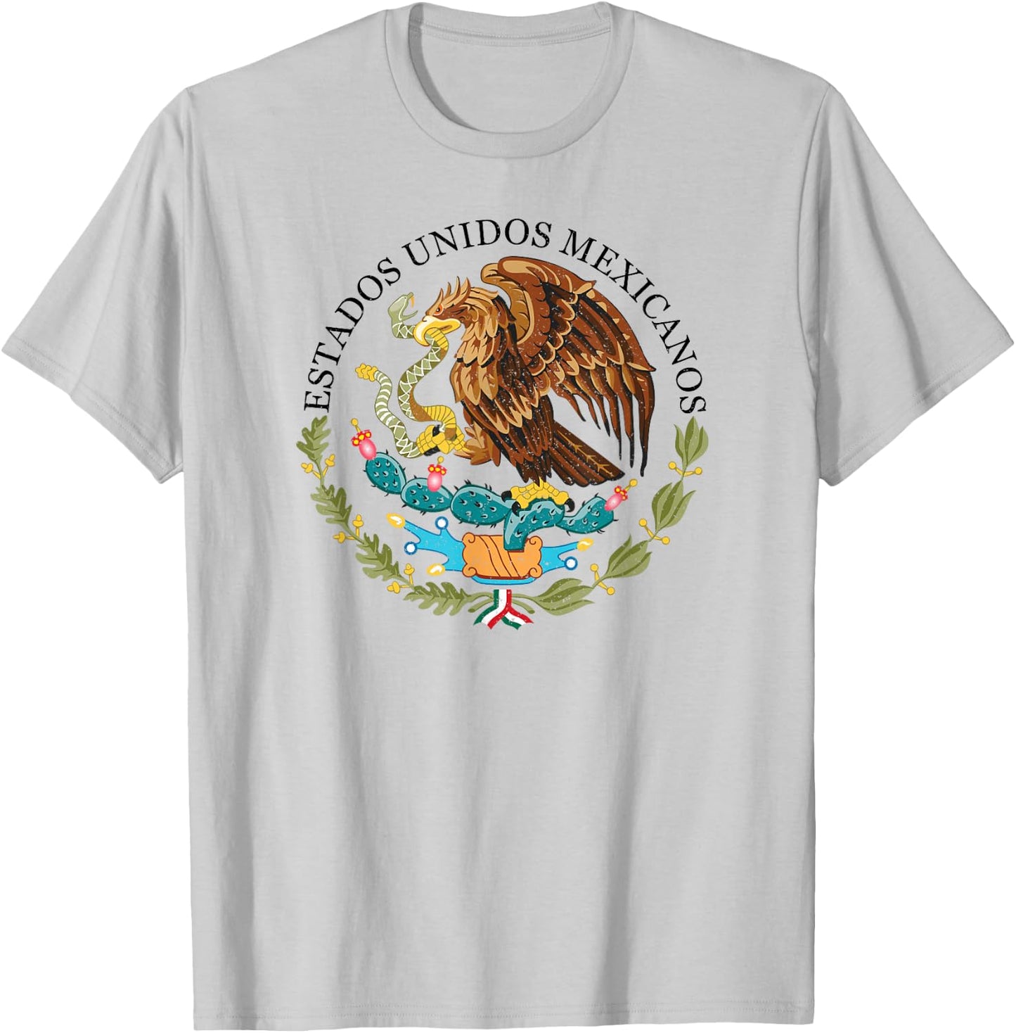Mexico Coat of Arms Mexican Flag Seal Symbol T-Shirt - T-Shirt | Ash