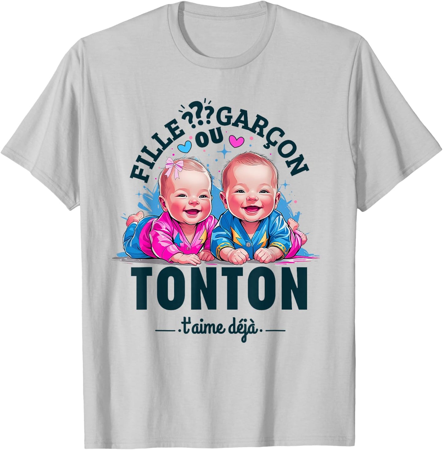 Man Gift Gender Reveal Tonton Party Gender Reveal Baby T-Shirt - T-Shirt | Ash