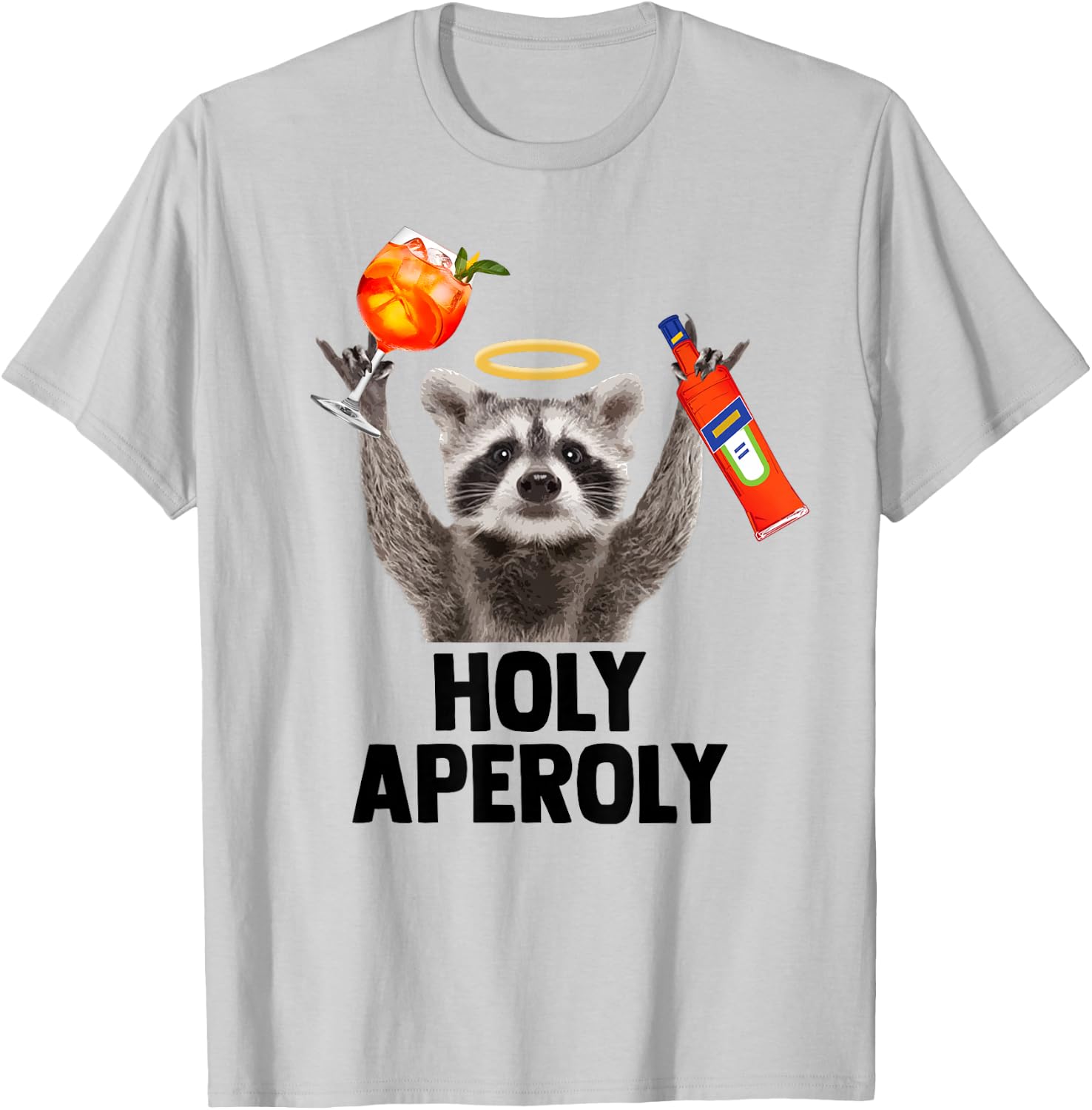 HOLY APEROLY X Raccoon Meme Racoon X Aperoli Pedro Spritz , White T-Shirt - T-Shirt | Ash