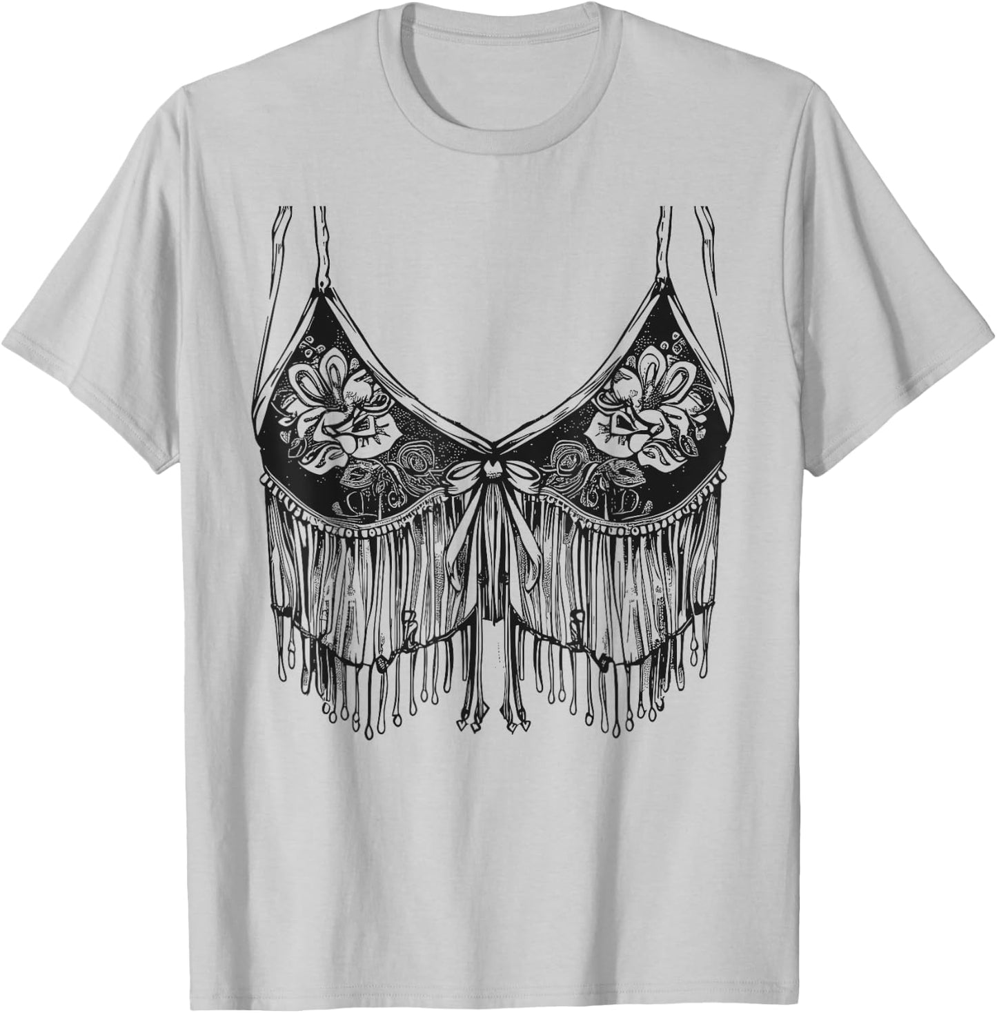 Lingerie Bra graphic Cowgirl Fringe Trendy Cute Sexy Country T-Shirt - T-Shirt | Ash