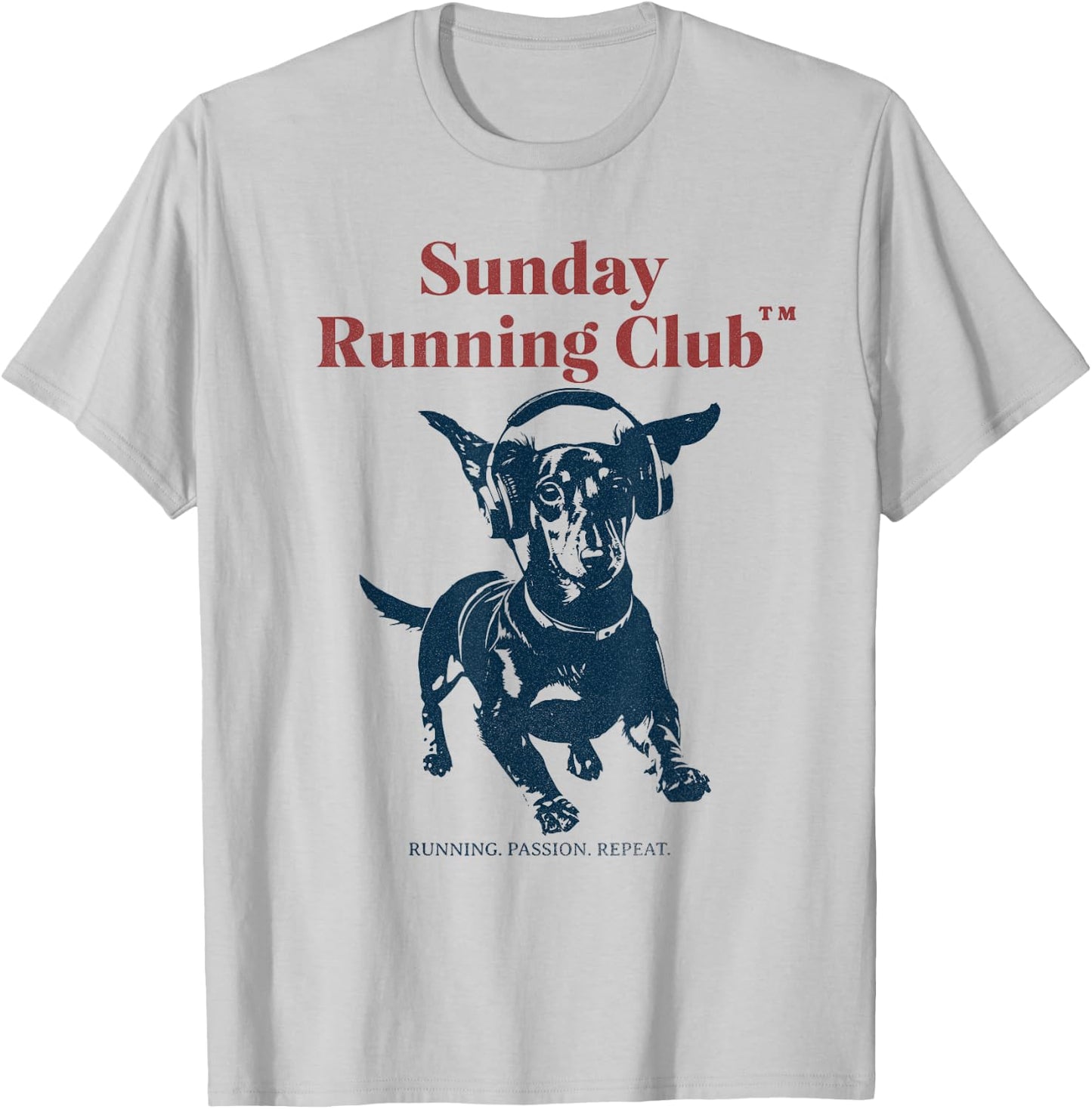 Sunday Running Club - laufender Dackel T-Shirt - T-Shirt | Ash