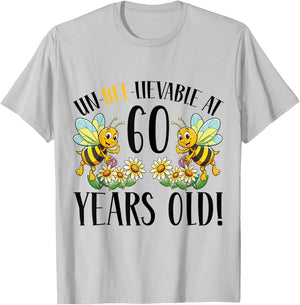60th Birthday Bee 60 Years Old Bee Lover T-Shirt - T-Shirt | Ash