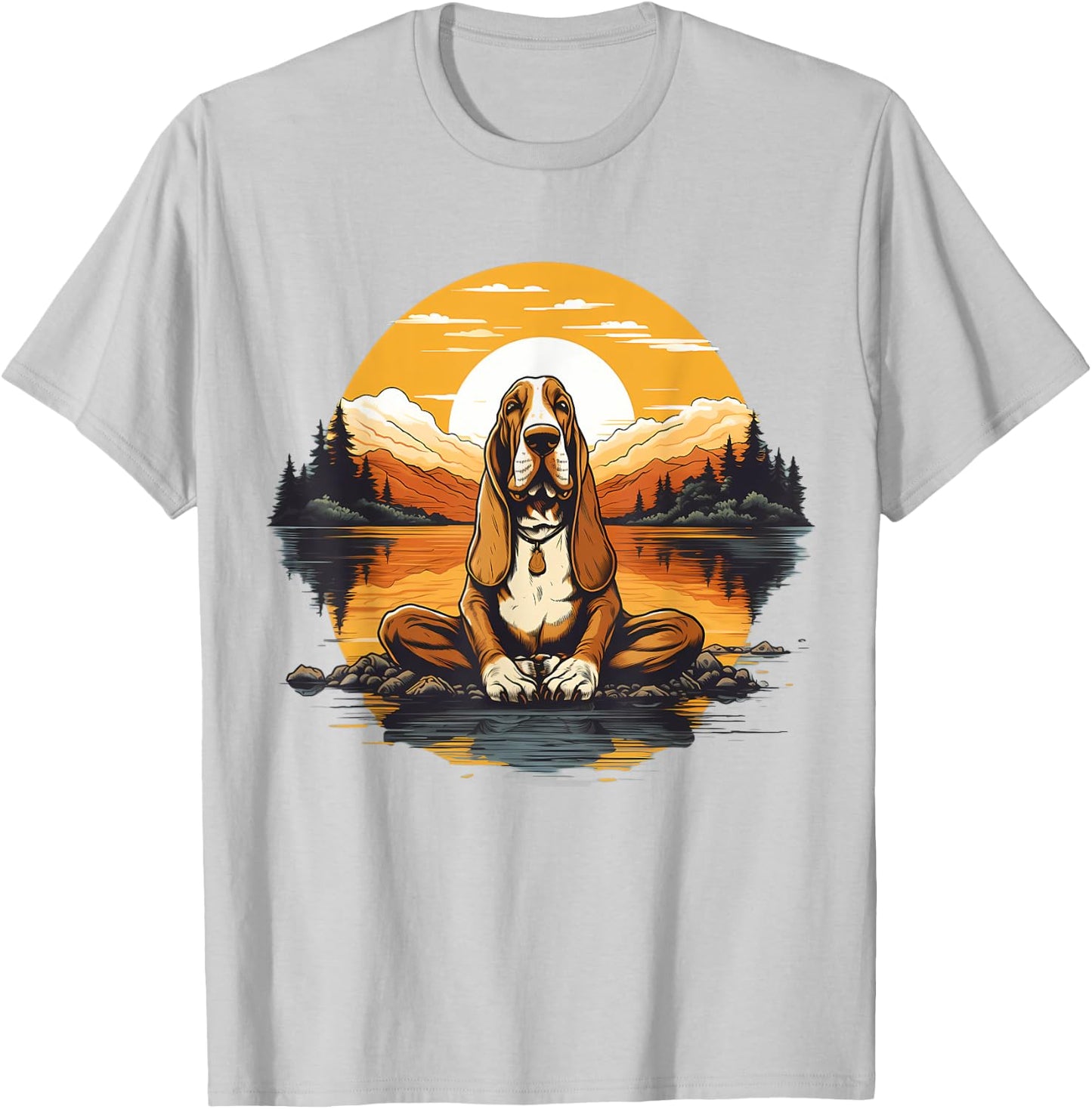 Basset Hound Dog Meditation Yoga Men Women Kids T-Shirt - T-Shirt | Ash