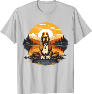 Basset Hound Dog Meditation Yoga Men Women Kids T-Shirt - T-Shirt | Ash