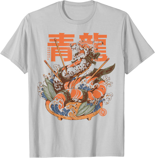 Dragon Sushi Japanese Food Lovers Dragon Anime Sushi T-Shirt - T-Shirt | Ash