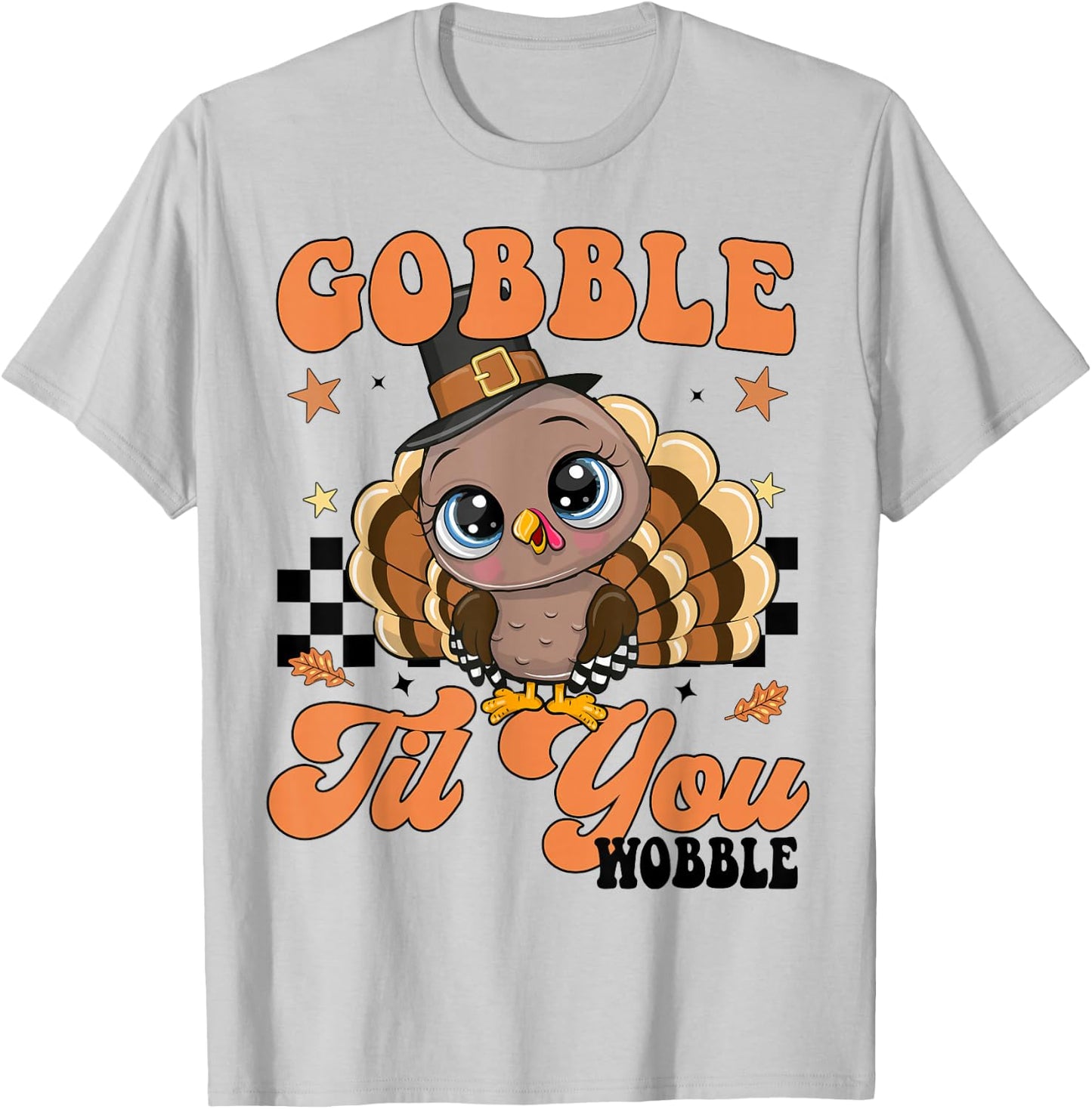 Cute Turkey Gobble Til You Wobble Girl Toddler Thanksgiving T-Shirt - T-Shirt | Ash