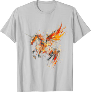 Pegasus Abstract Graphic Painting Artwork Colorful Pegasus , white, S T-Shirt - T-Shirt | Ash
