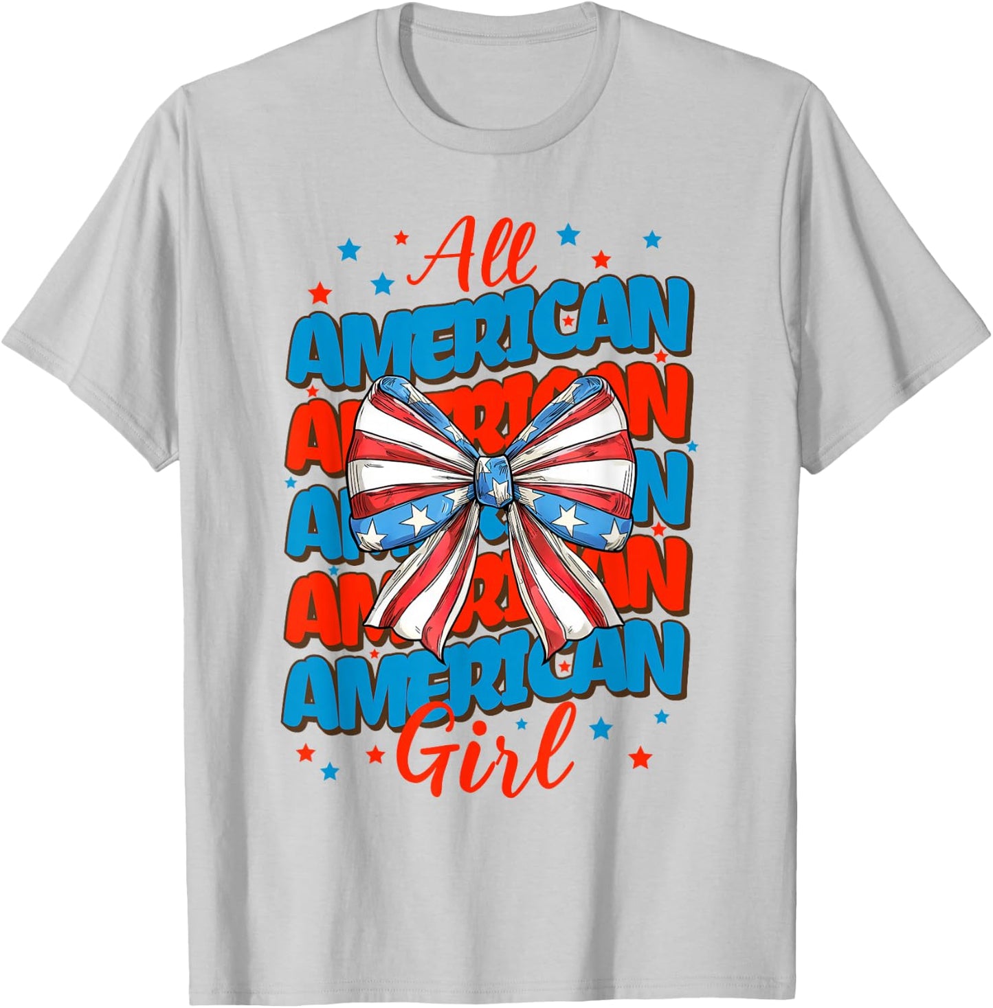 Groovy All American Girl 4th Of July Girls Kids USA Flag T-Shirt - T-Shirt | Ash