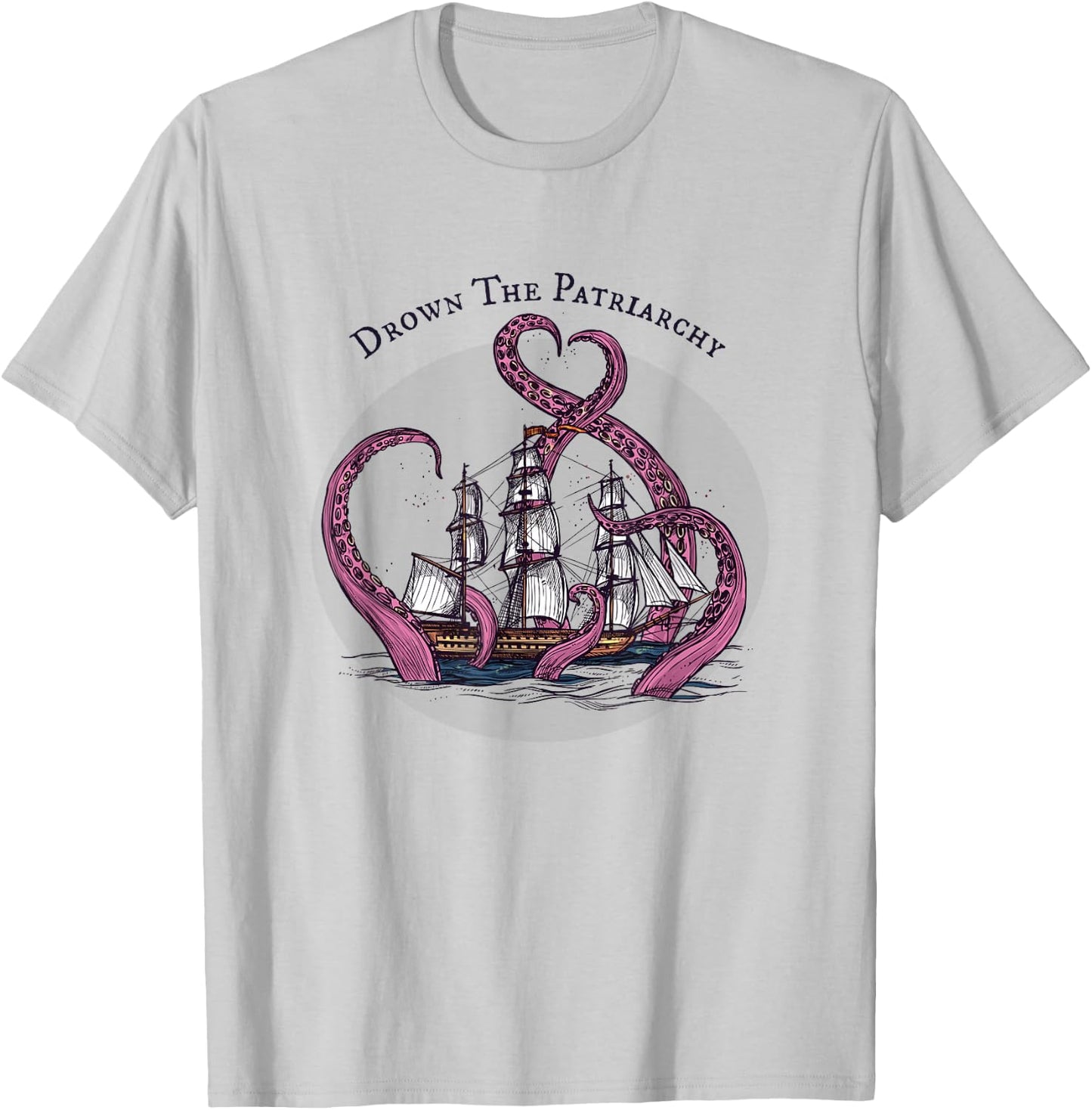 Smash the Patriarchy Funny Feminist Octopus Vintage Feminism T-Shirt - T-Shirt | Ash