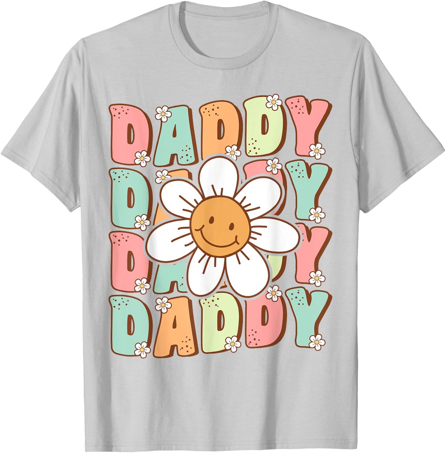Groovy Daddy Matching Family Birthday Party Daisy Flower T-Shirt - T-Shirt | Ash