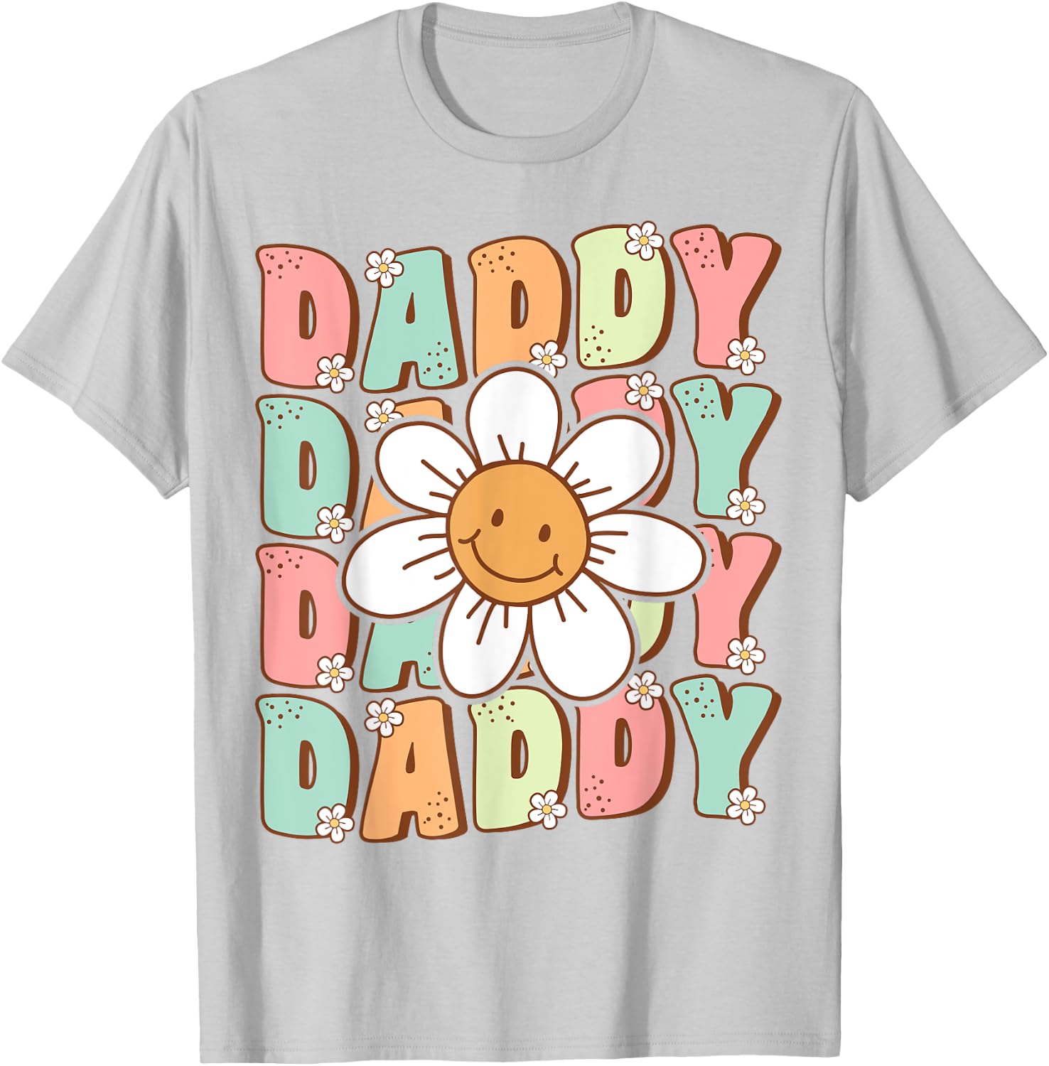 Groovy Daddy Matching Family Birthday Party Daisy Flower T-Shirt - T-Shirt | Ash