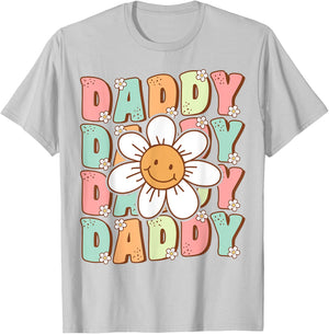 Groovy Daddy Matching Family Birthday Party Daisy Flower T-Shirt - T-Shirt | Ash