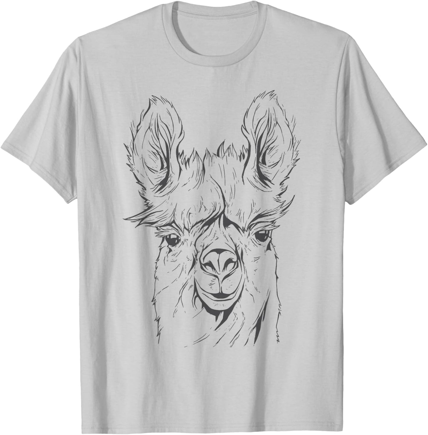 Llama Alpaca Line Art T-Shirt - T-Shirt | Ash