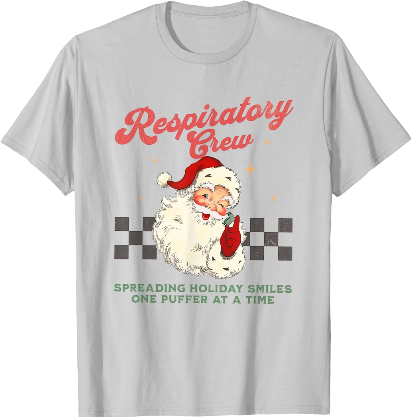Women Respiratory Therapy Team RT Vintage Santa Christmas T-Shirt - T-Shirt | Ash