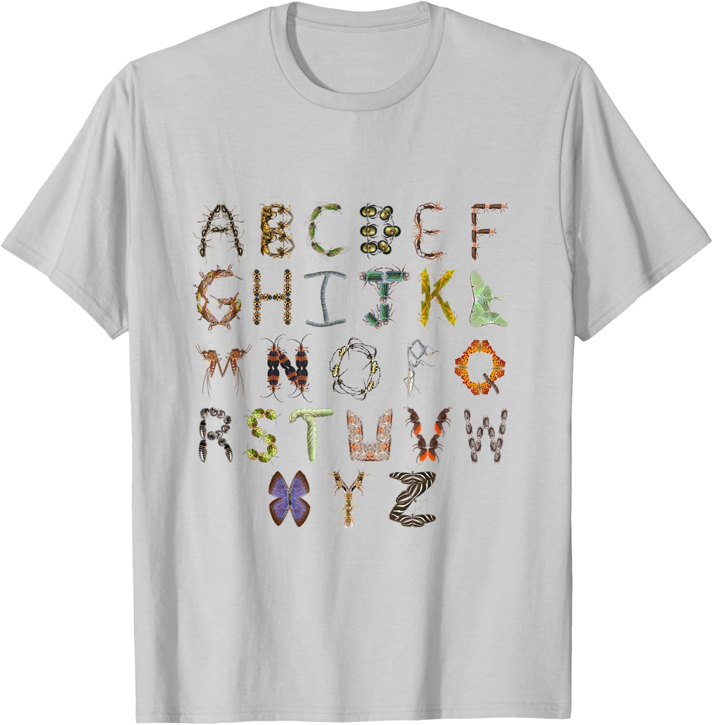 Insect and Bug Alphabet Insect Boys ABC T-Shirt - T-Shirt | Ash