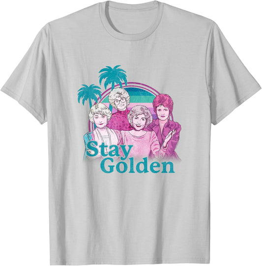 The Golden Girls Stay Golden Iconic Retro Animated Portrait , White T-Shirt - T-Shirt | Ash