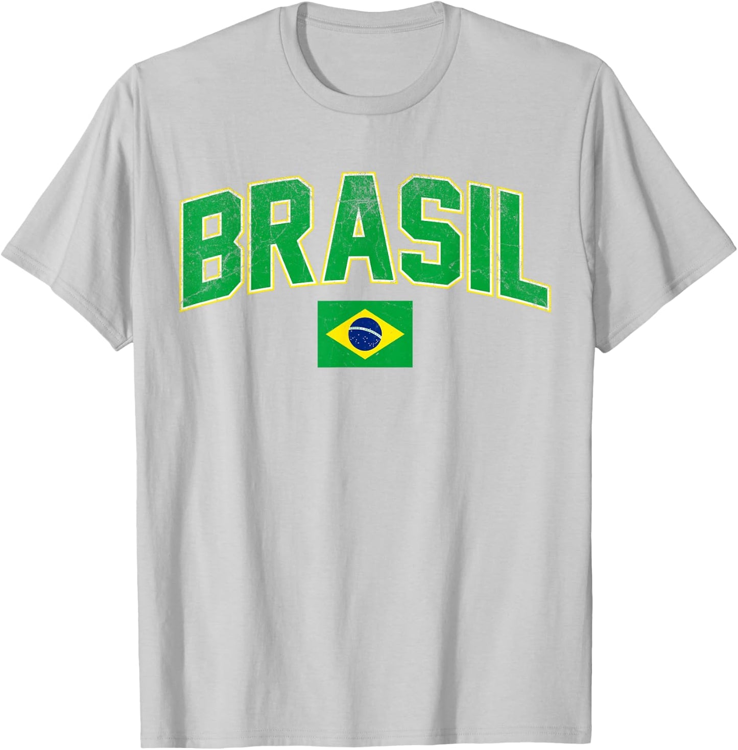 Brasil with Brazilian Flag Colors Men Women Kids Brazil Flag T-Shirt - T-Shirt | Ash