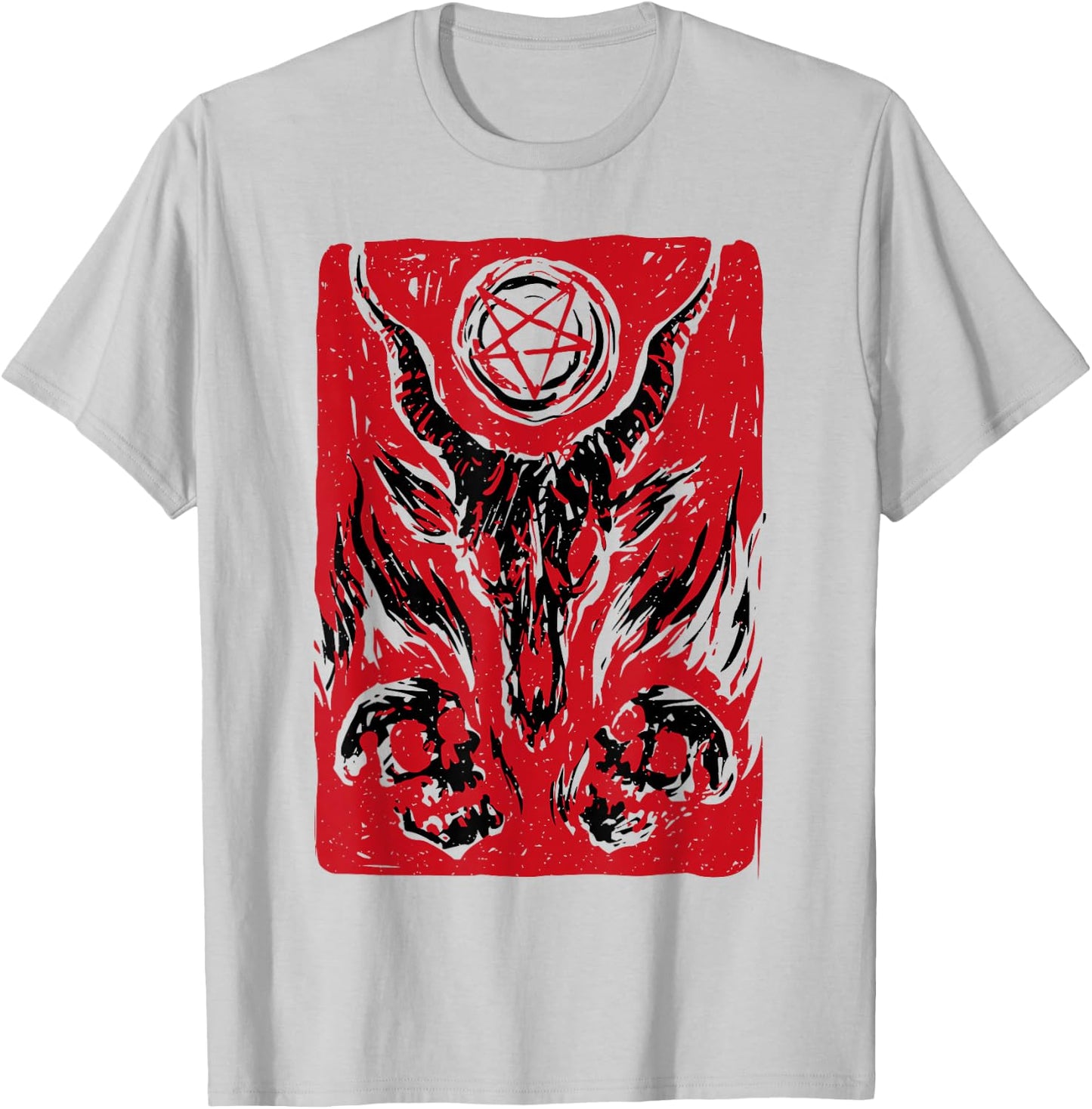 Retro Baphomet Satanic Satan Goat Devil Occult Goth Graphic T-Shirt - T-Shirt | Ash