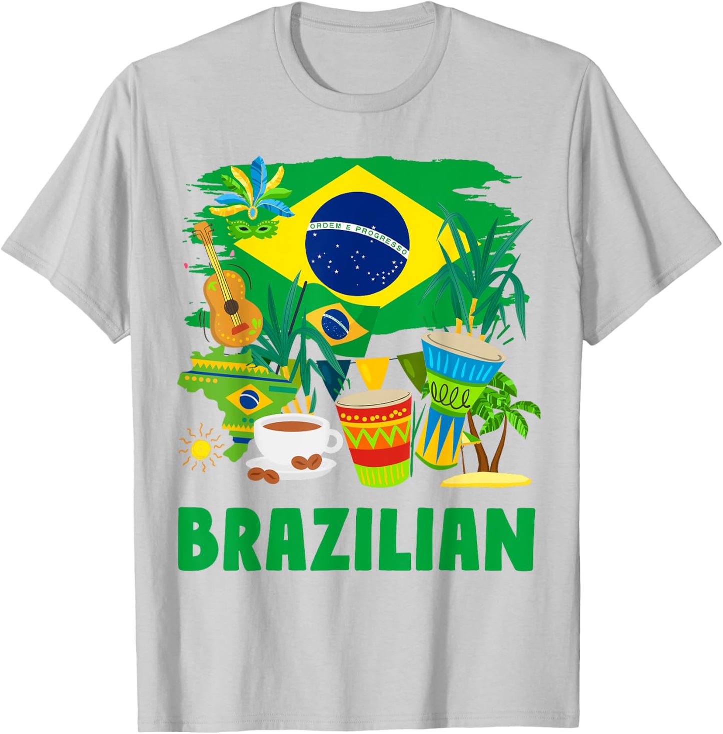 Brazil Flag - Outfit Idea for Children - Flag of Brazil and Brazil , Yellow, S T-Shirt - T-Shirt | Ash