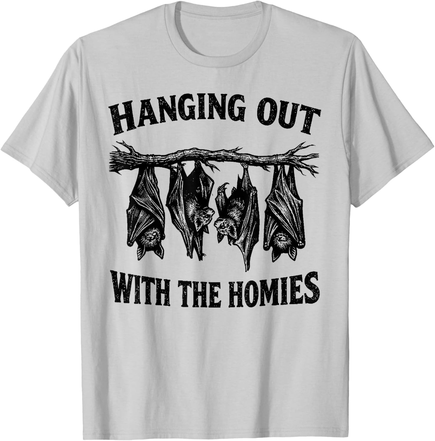 Mit den Homies abhängen, lustige Fledermäuse von Oben nach unten, dunkler Humor T-Shirt - T-Shirt | Ash