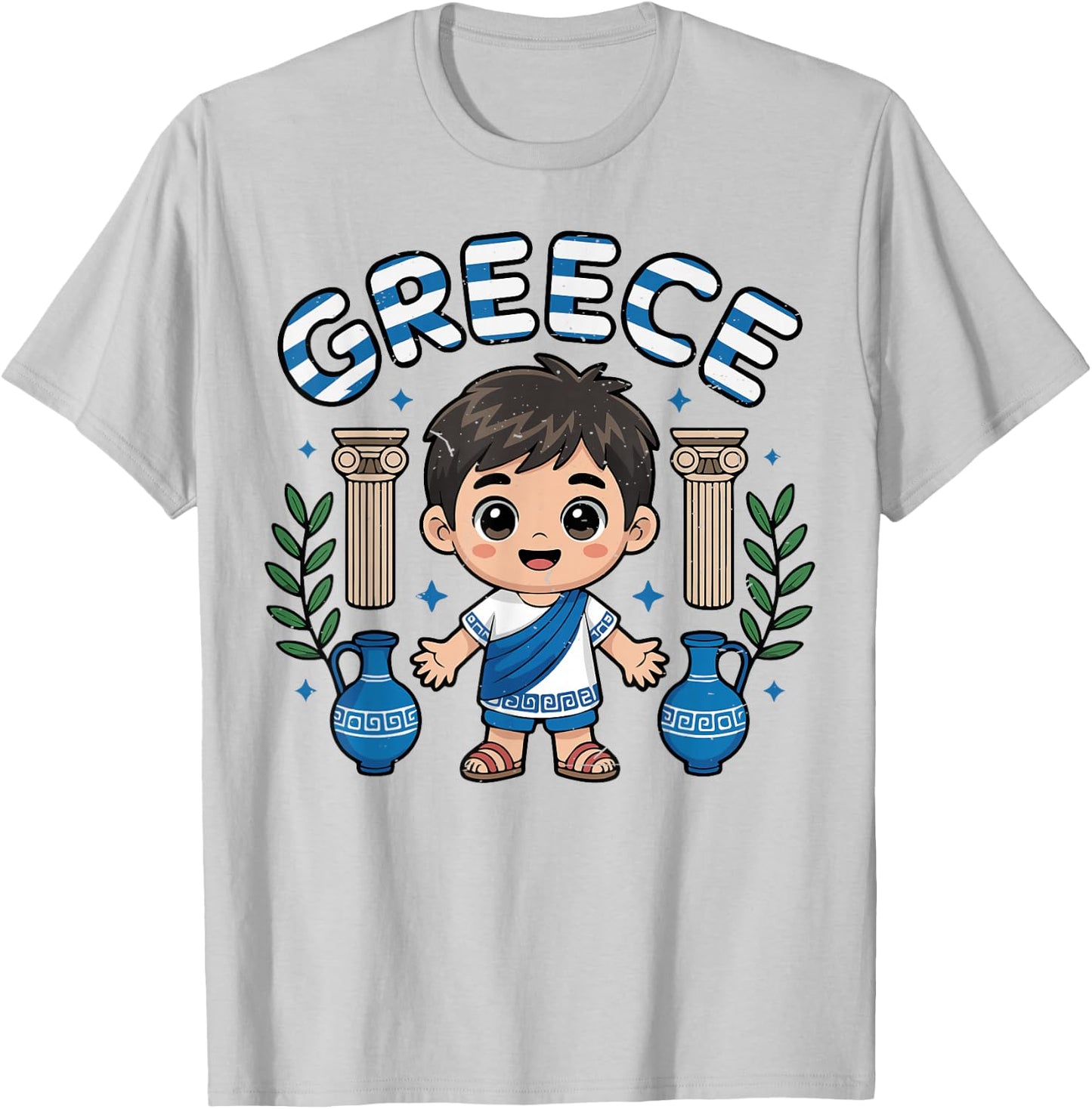 Toddler Boys Greece Greek Flag Funny Baby Kids Youth T-Shirt - T-Shirt | Ash