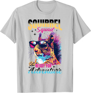 Funny Squirrel Animal Squirrel squad ready for adventure T-Shirt - T-Shirt | Ash