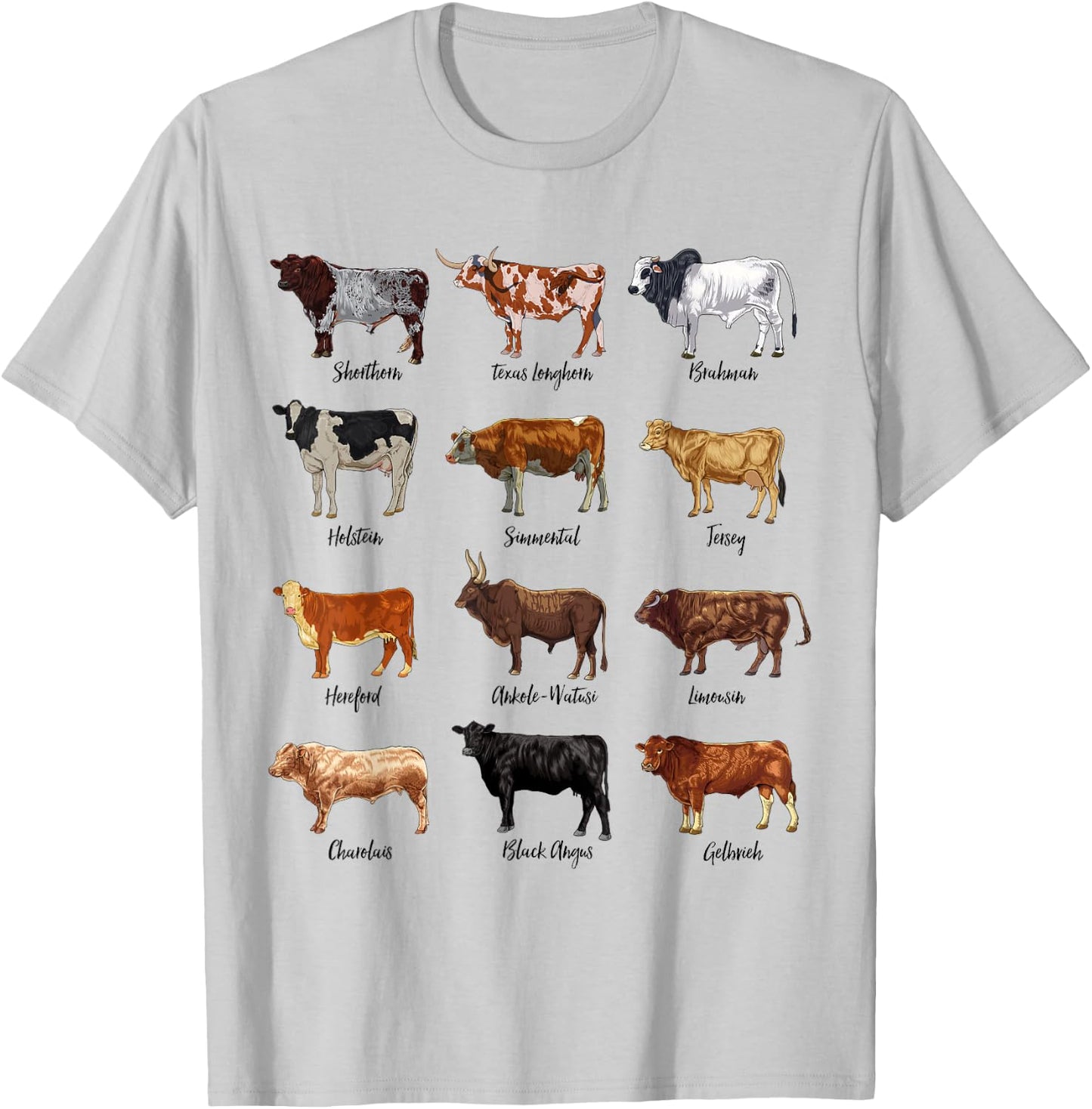 Cow drawings - types of cattle T-Shirt - T-Shirt | Ash