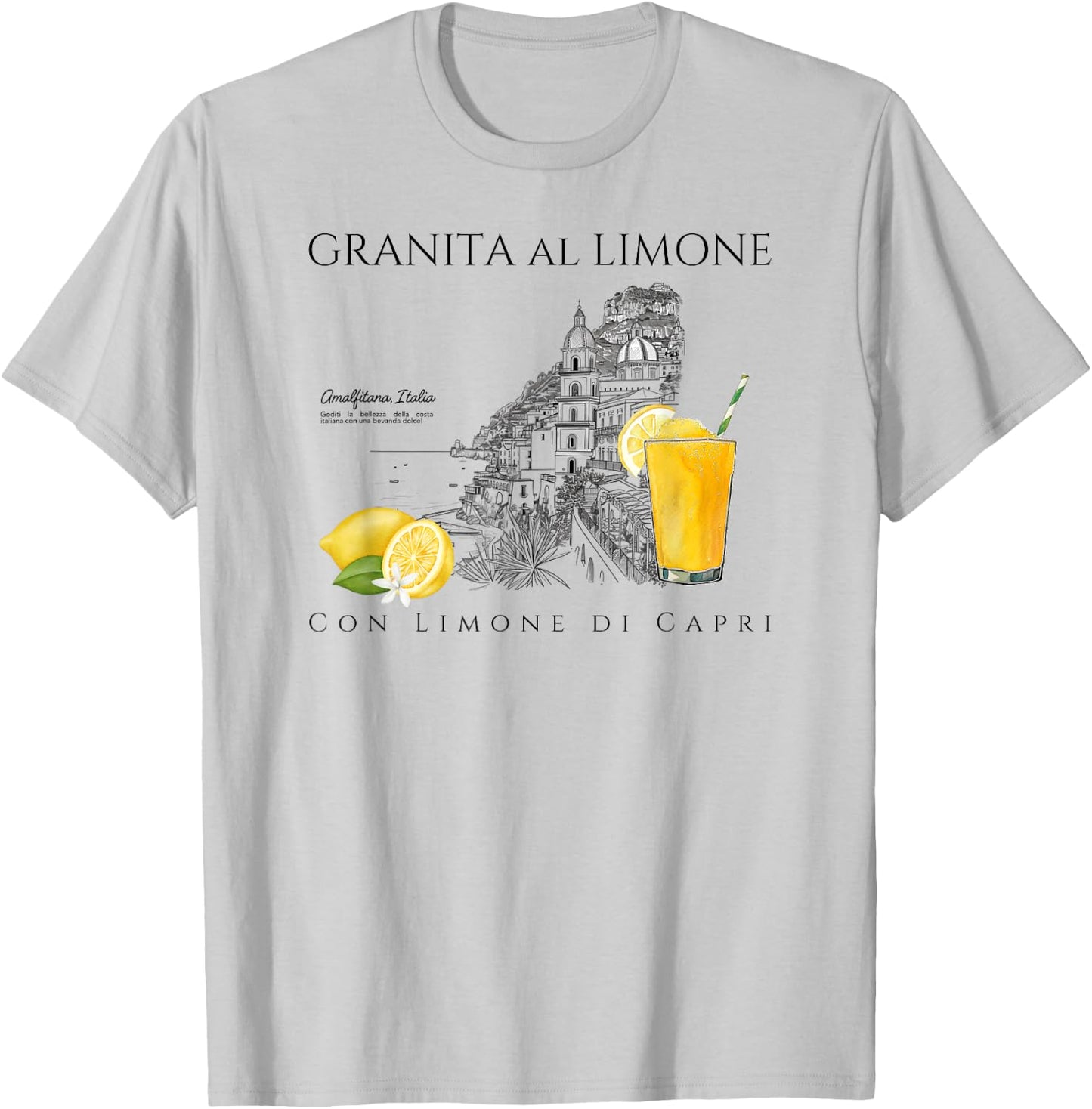 Amalfi Coast Lemons Granita al Limone, Capri Italy , white, S T-Shirt - T-Shirt | Ash