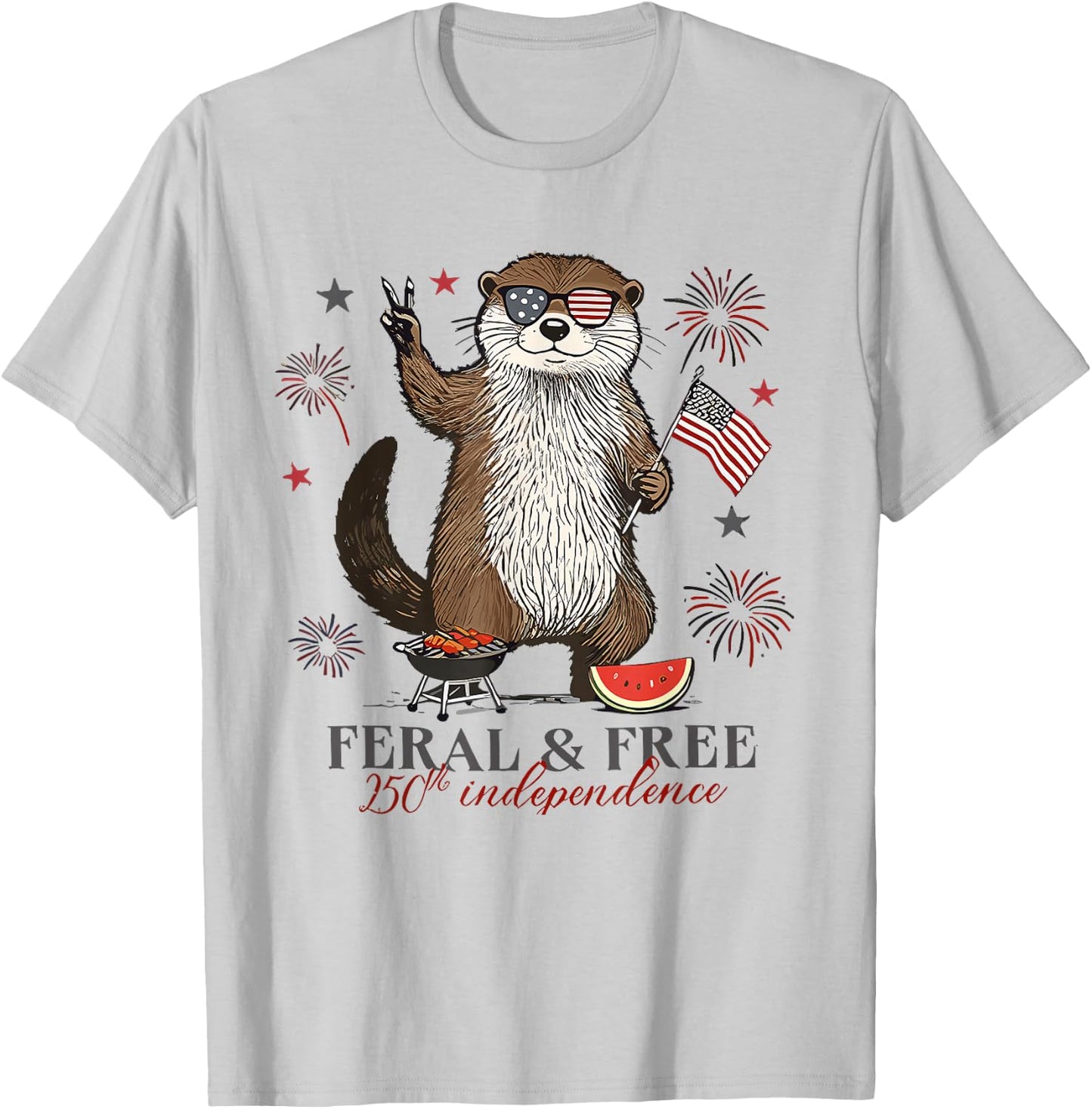 Feral and Free Otter T-Shirt - T-Shirt | Ash