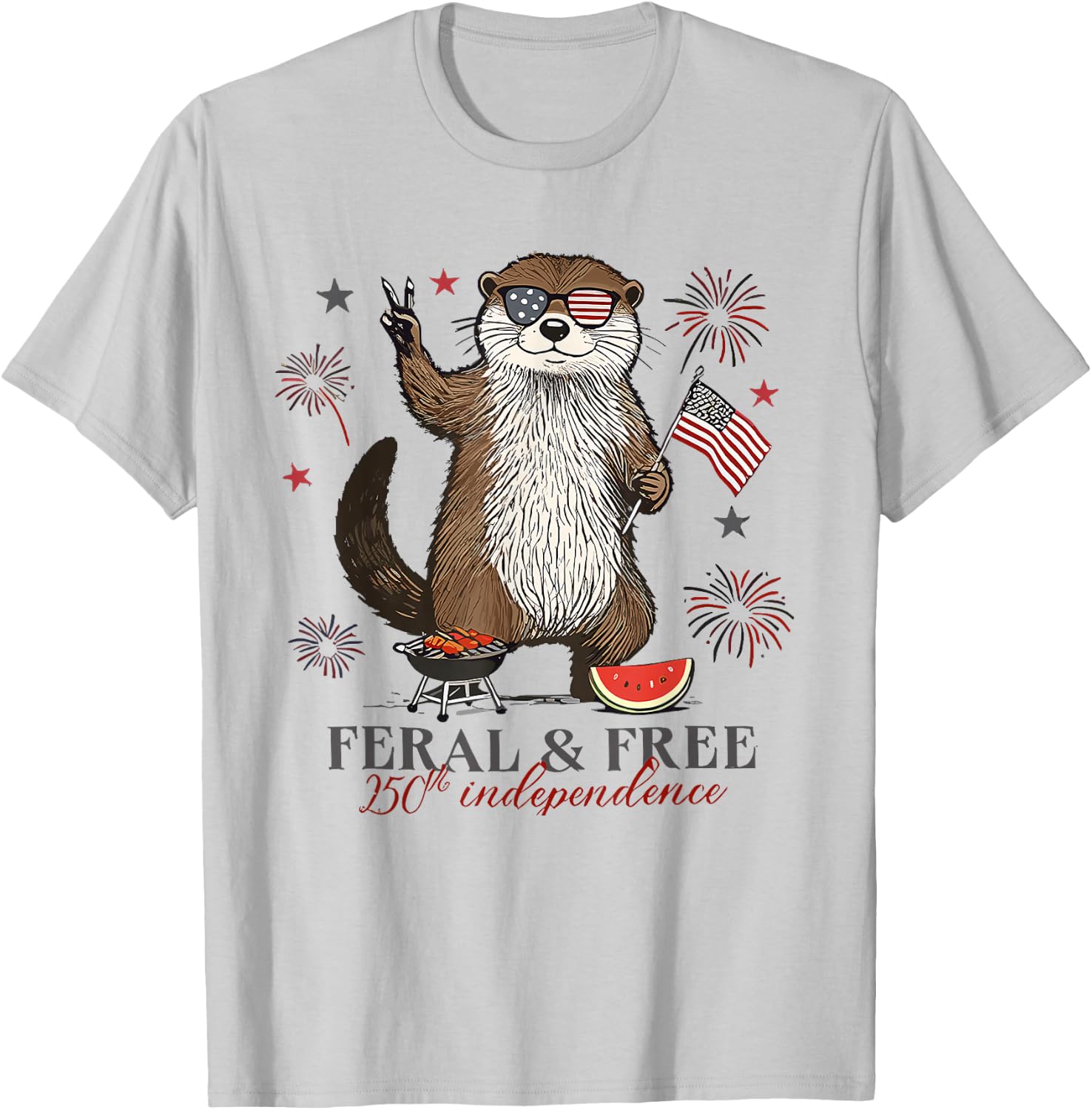 Feral and Free Otter T-Shirt - T-Shirt | Ash