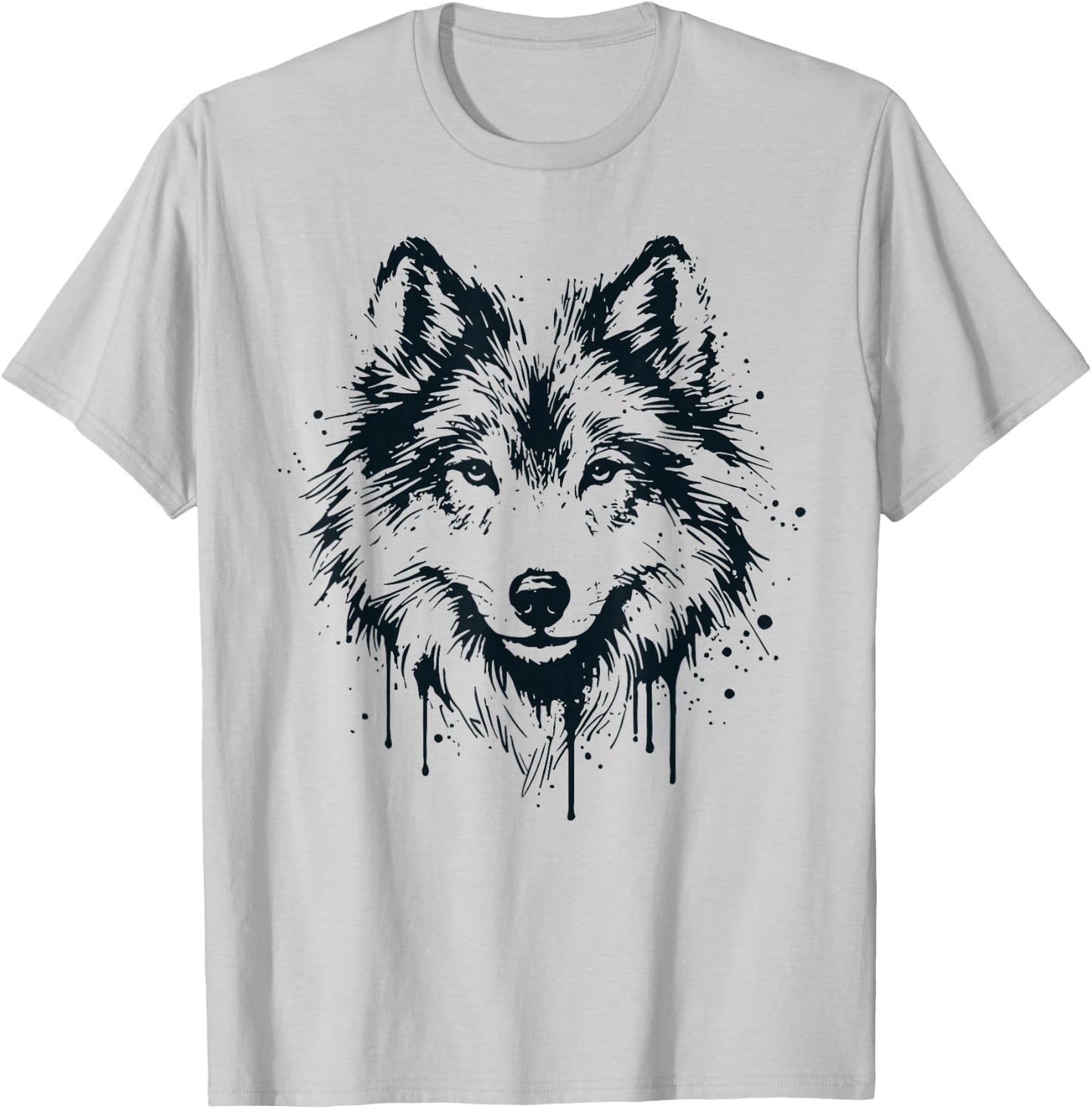 Wolf Woman Girl Boy Child Drawing Art Wolf Design , white, S T-Shirt - T-Shirt | Ash