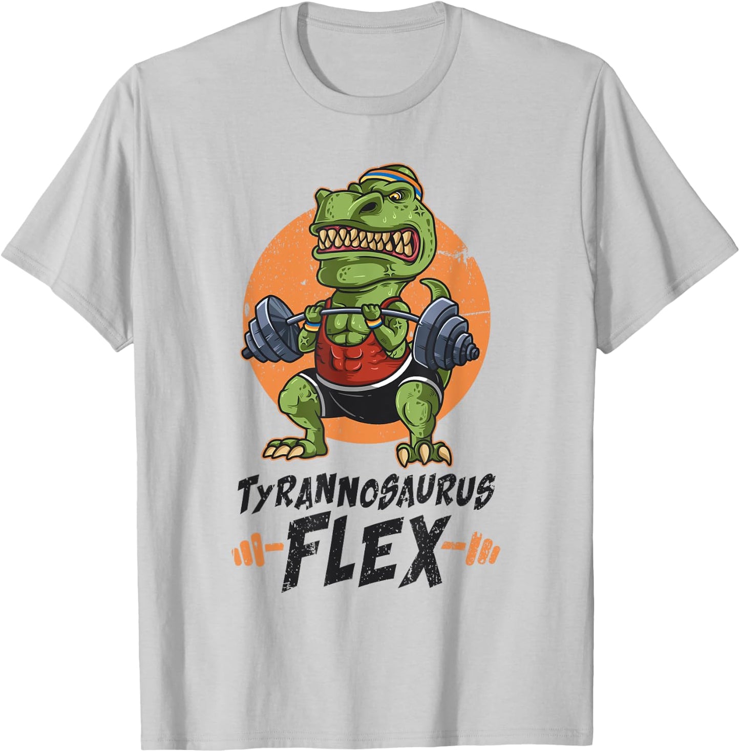 T-Rex Weightlifting Tyrannosaurus Flex Workout Dino Gym Gift T-Shirt - T-Shirt | Ash