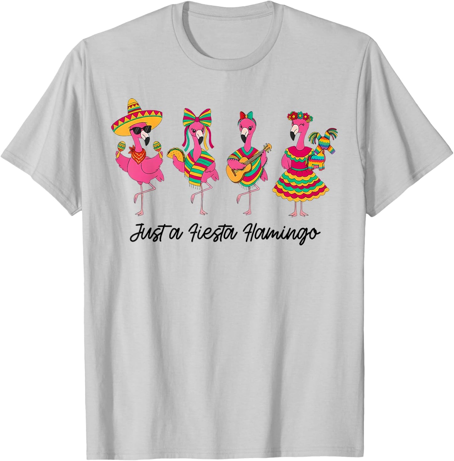 Funny Fiesta Flamingo Sombrero Cinco de Mayo Mexican Fiesta T-Shirt - T-Shirt | Ash