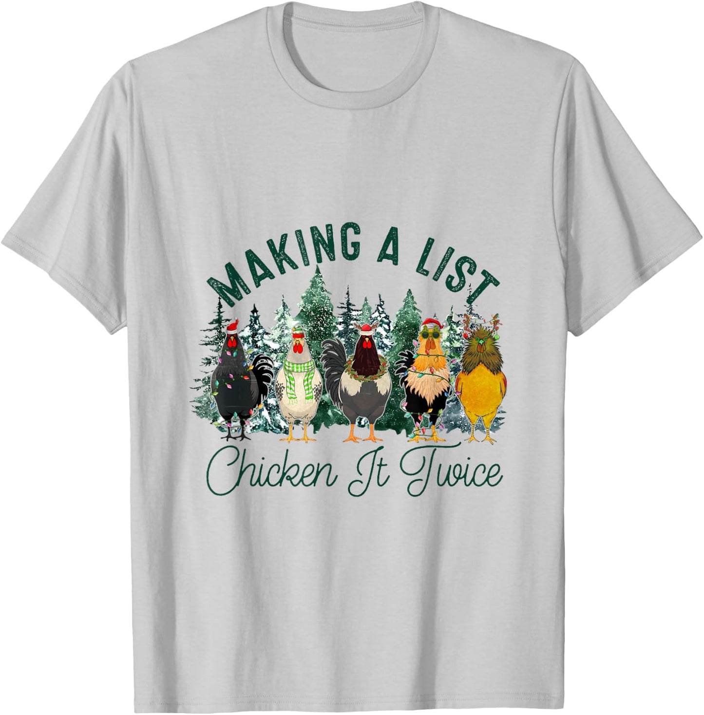 Making A List And Chicken It Twice, Christmas Farm Chicken T-Shirt - T-Shirt | Ash