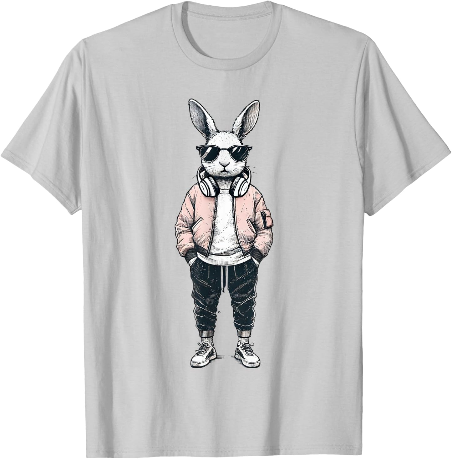 Boys Easter Shirt Bunny Rabbit with Sunglasses Kids T-Shirt - T-Shirt | Ash