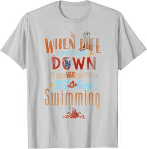Disney Pixar Finding Dory Just Keep Swimming Life Wisdom T-Shirt - T-Shirt | Ash