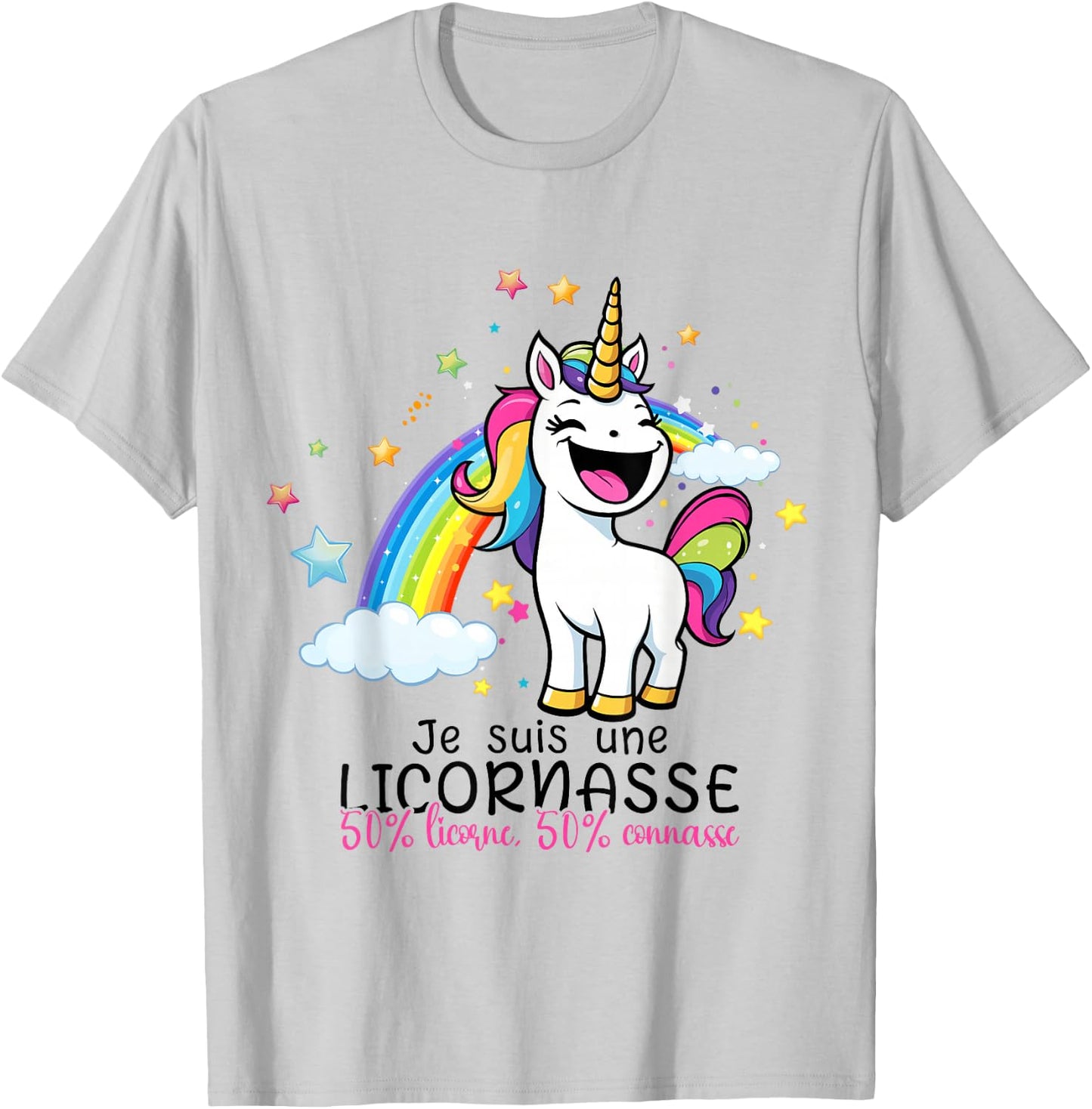 I AM A LICORNASSE,50% UNICORN 50% KNOW HUMOUR , white, S T-Shirt - T-Shirt | Ash