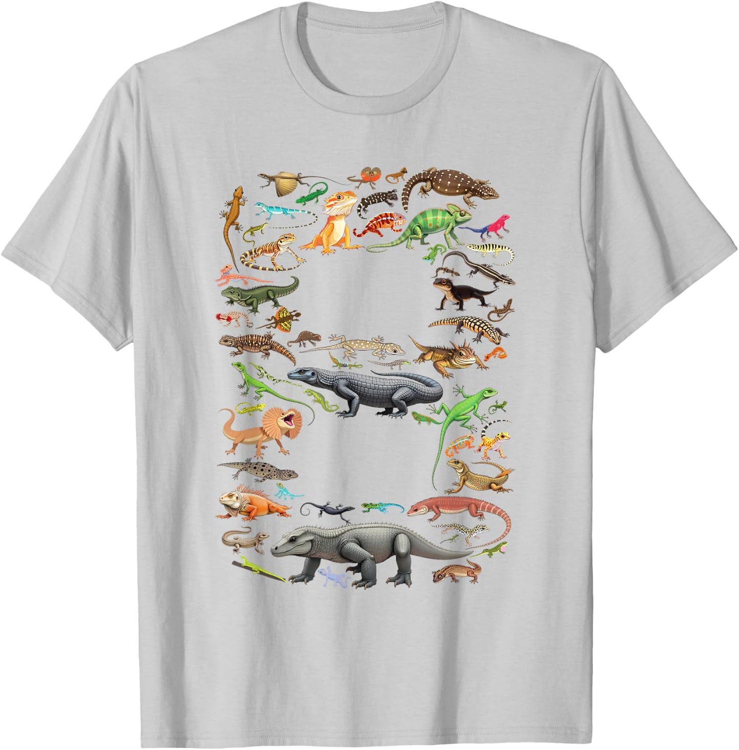 8 Years Old 8th Birthday Lizards Reptiles Figures Number T-Shirt - T-Shirt | Ash