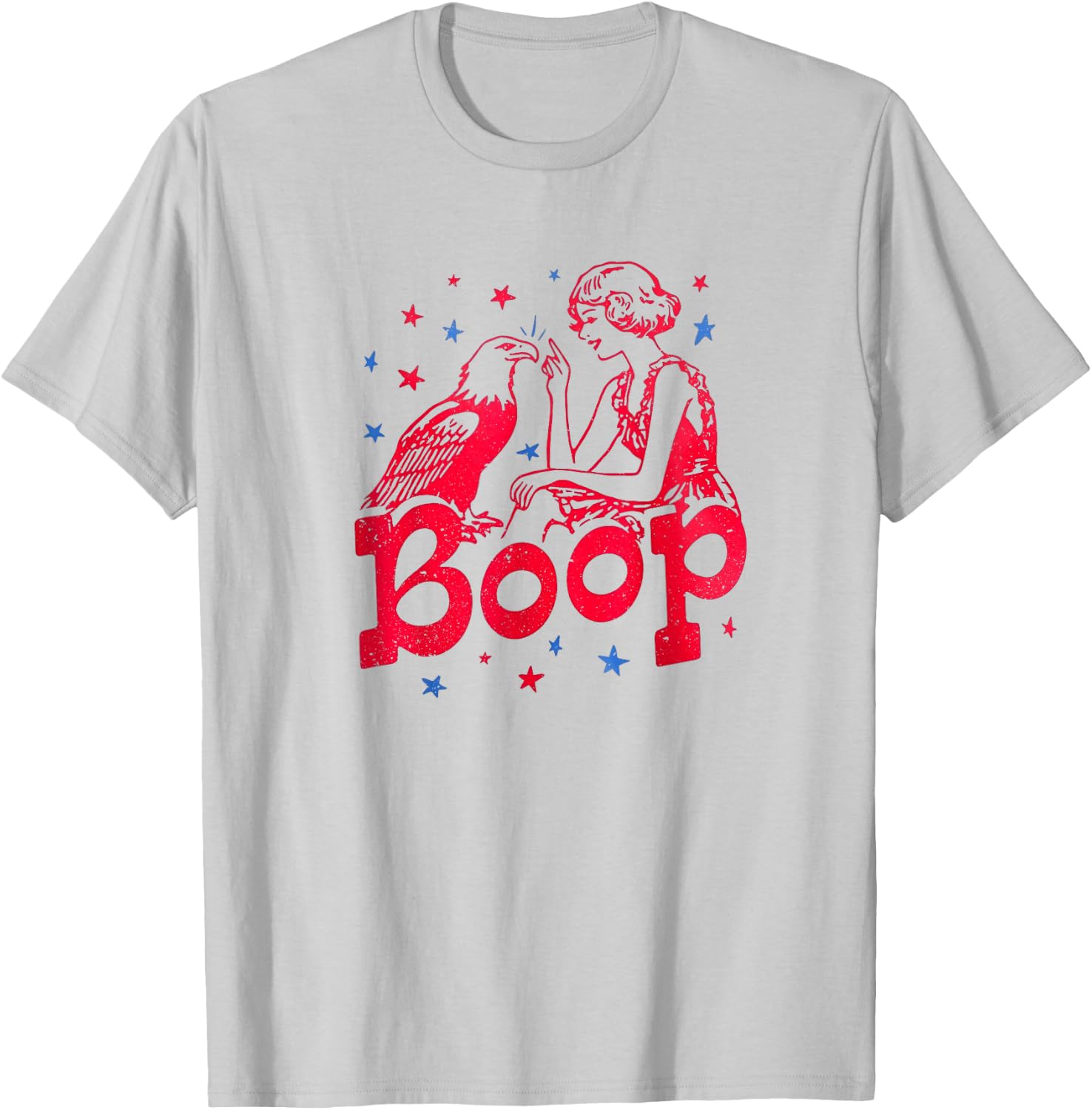 Boop Vintage Girl and Eagle Funny Patriotic Retro Art T-Shirt - T-Shirt | Ash