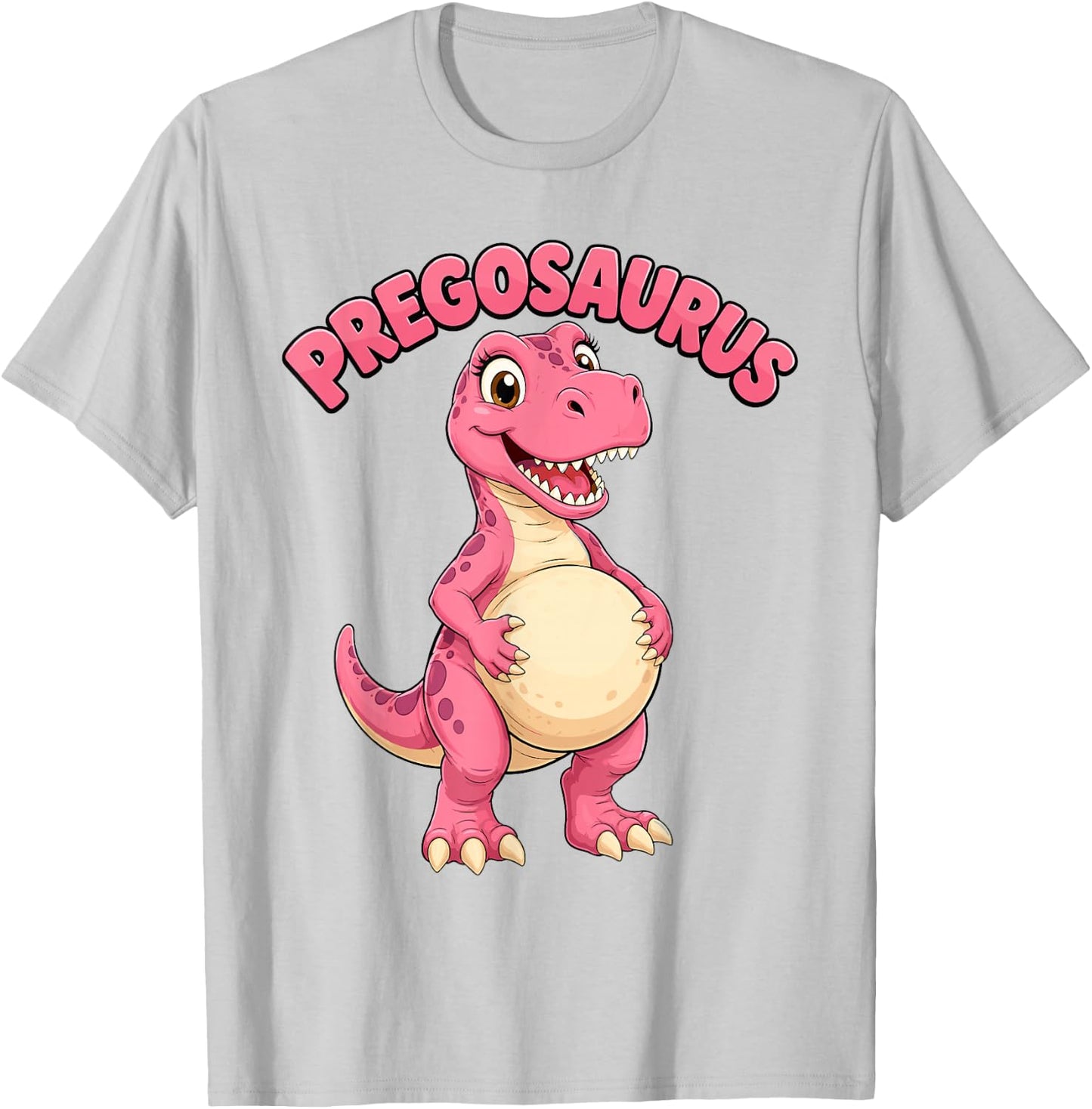 Mom Pregosaurus Cute Dinosaur Pregnancy Announcement T-Shirt - T-Shirt | Ash