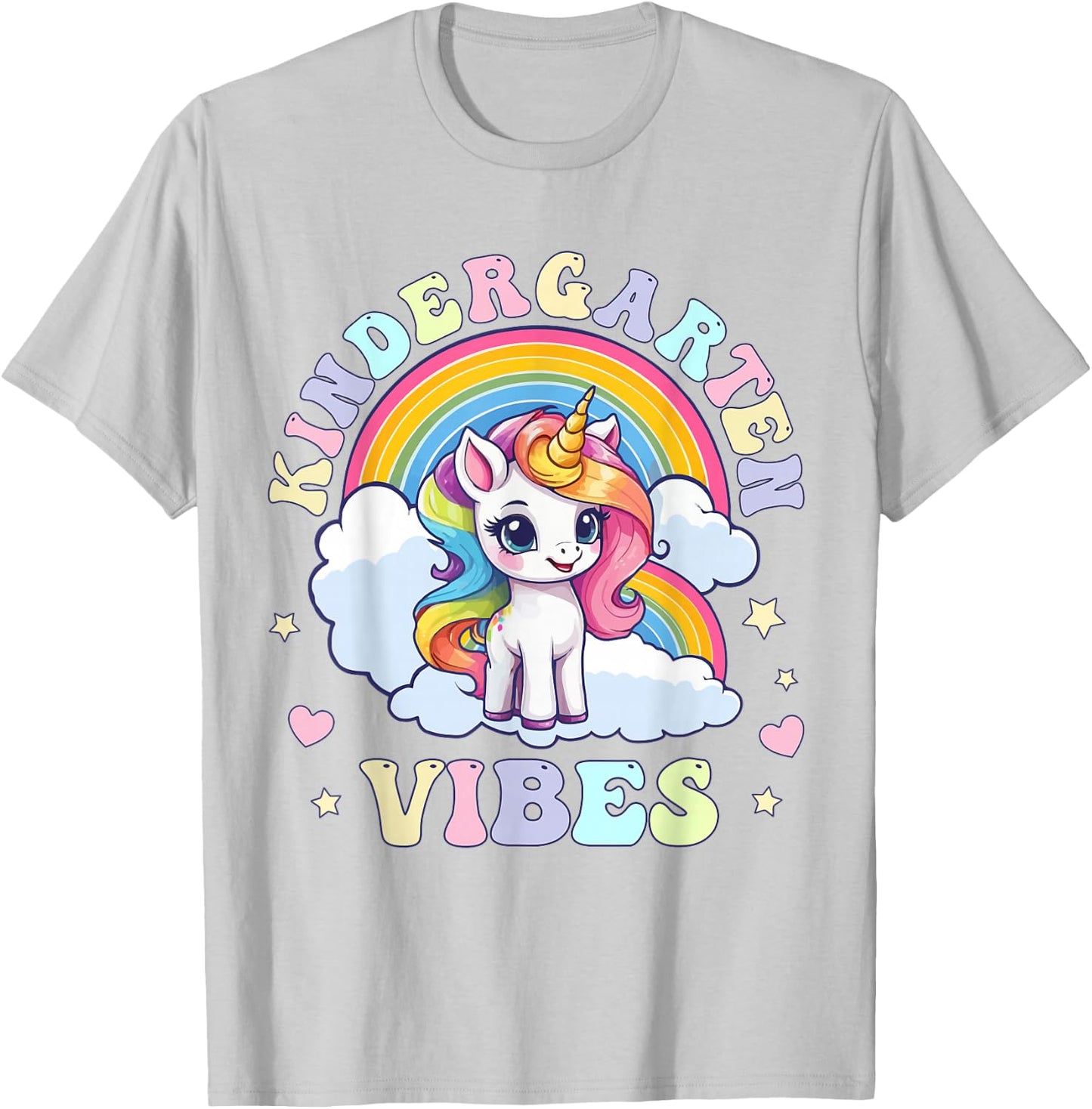 Kindergarten Vibes, Funny Back to School Cute Unicorn Girls T-Shirt - T-Shirt | Ash