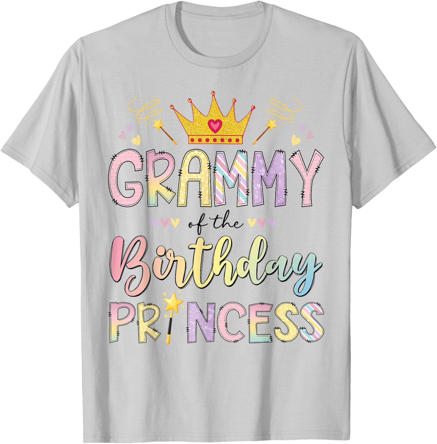 Grammy of The Birthday Princess Girl Party Matching Family T-Shirt - T-Shirt | Ash