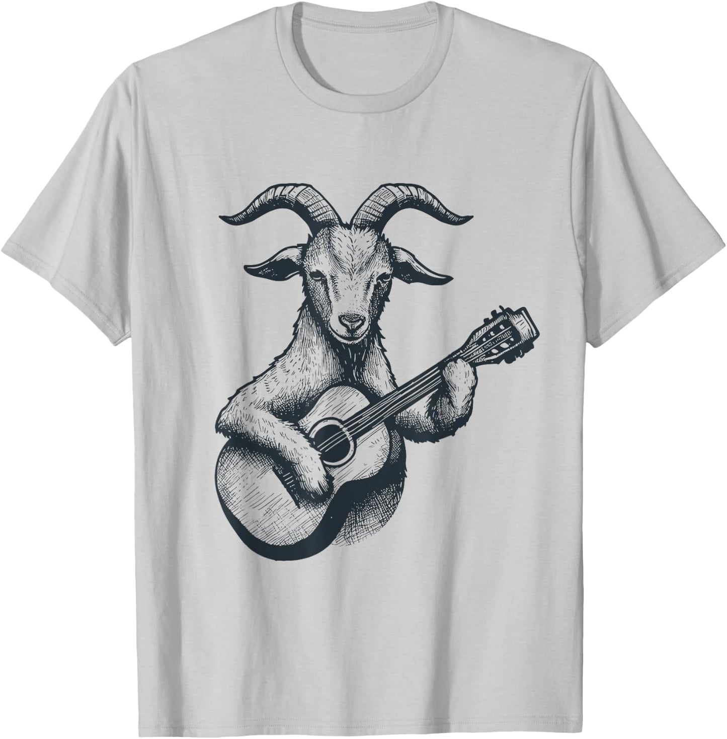 Goat Playing Guitar Goat Musician Guitarist Funny Vintage T-Shirt - T-Shirt | Ash