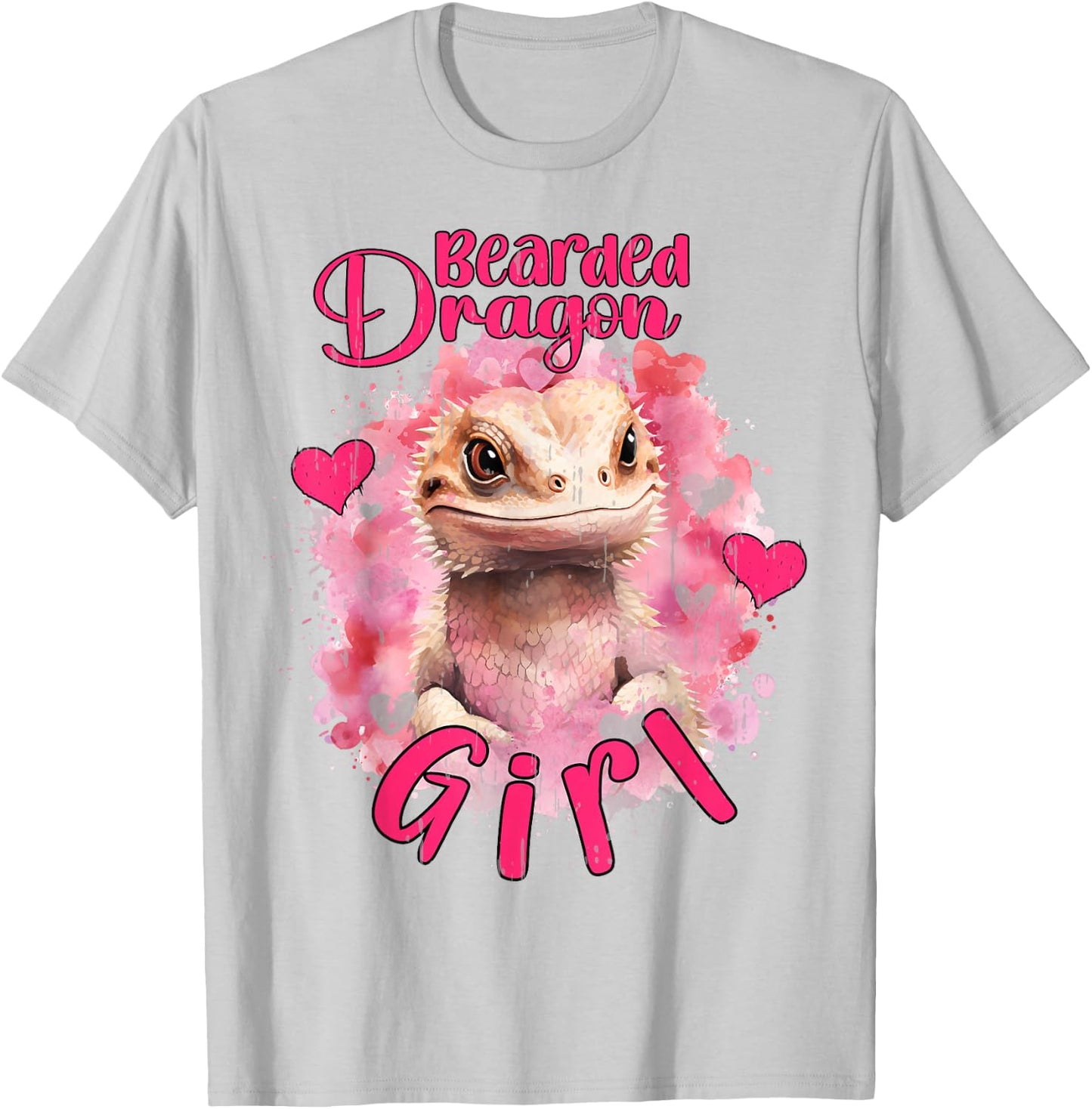 Bearded Dragon Girl Cute Pet Lizard Pink Girls Reptile Theme T-Shirt - T-Shirt | Ash