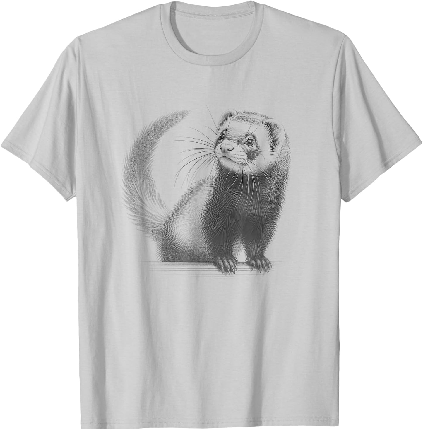 Vintage Ferret Drawing Art Design T-Shirt - T-Shirt | Ash