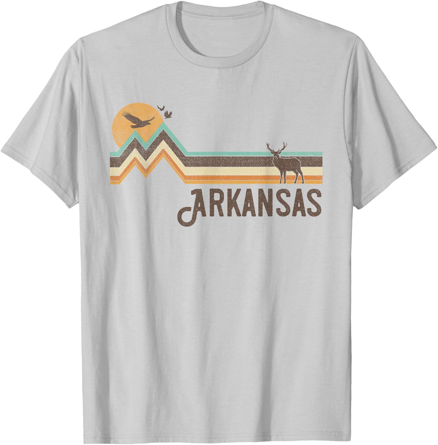 Arkansas - Vintage Men Women 70s 80s Graphic Cool Nature T-Shirt - T-Shirt | Ash